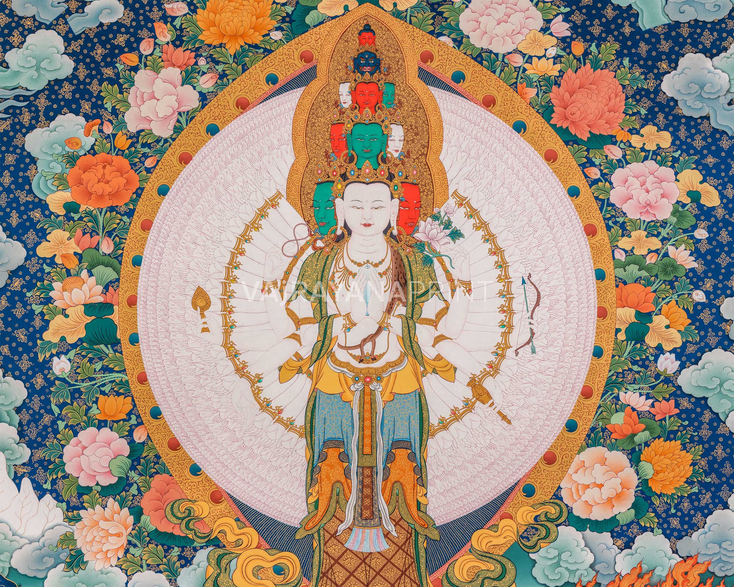 Thousand-Armed Chenresig Thangka Print | Bodhisattva of Compassion