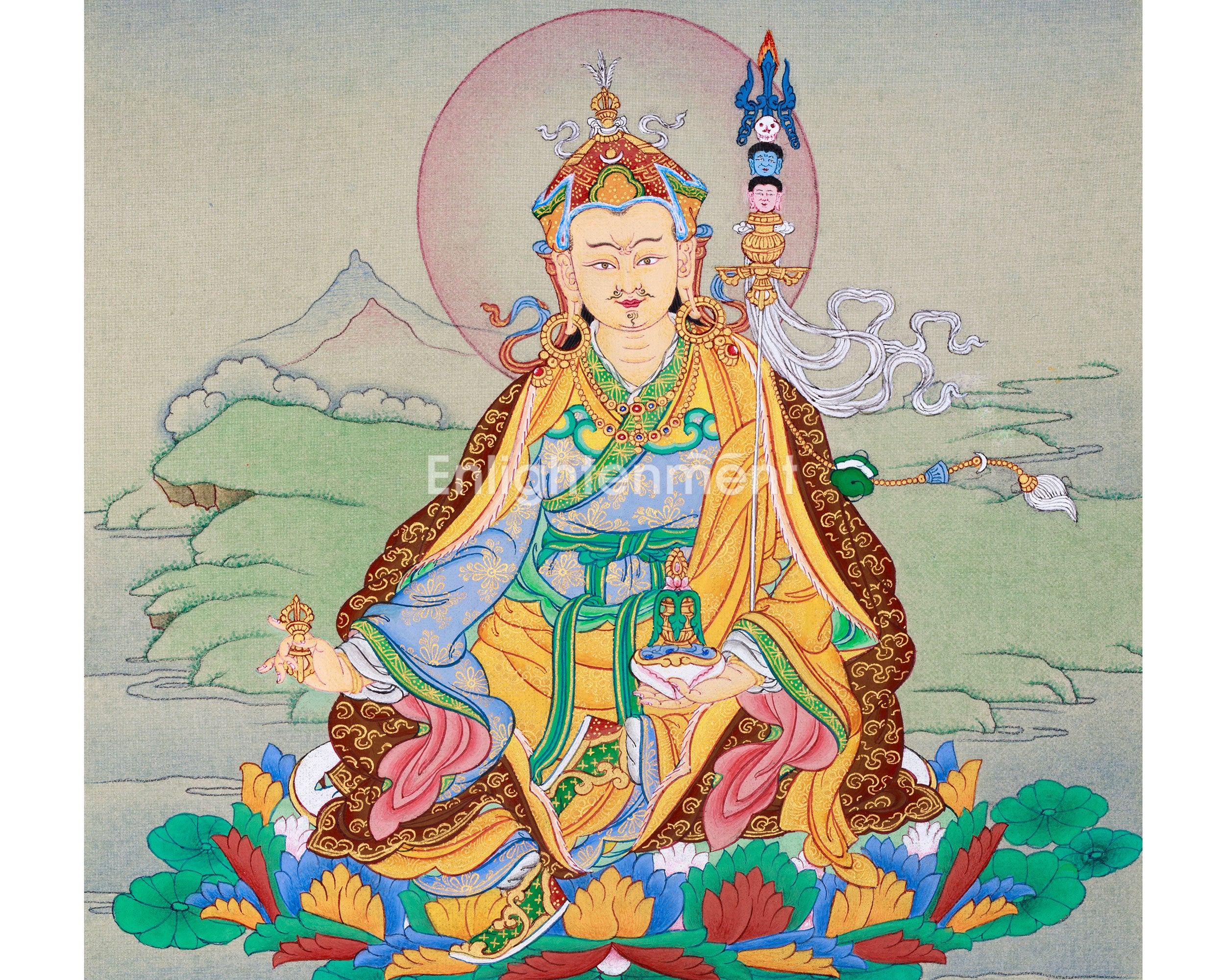Perfectly Sized Padmasambhava Thangka | 9 Inched