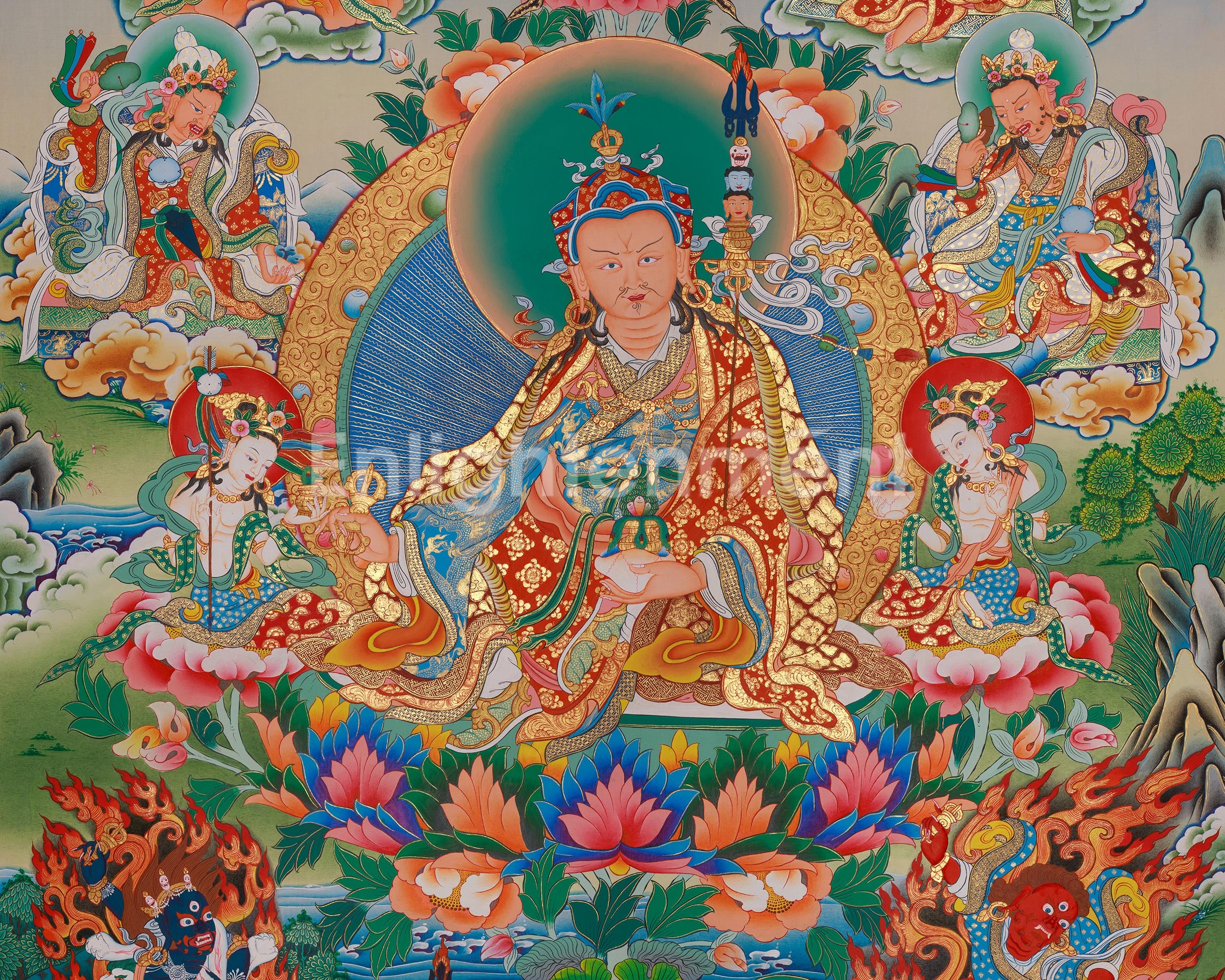 Hand-Painted Guru Rinpoche Art | Embrace the Enlightened Wisdom