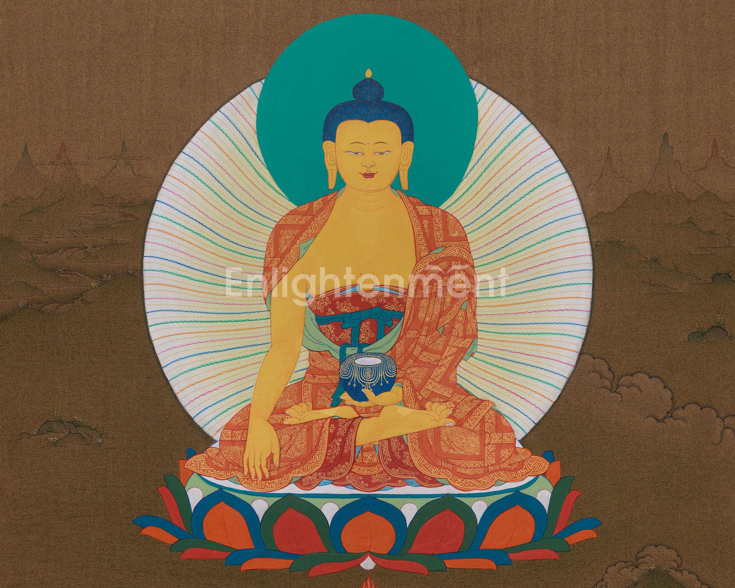 Shakyamuni Buddha Spiritual Art | Enlightenment and Dharma Teaching