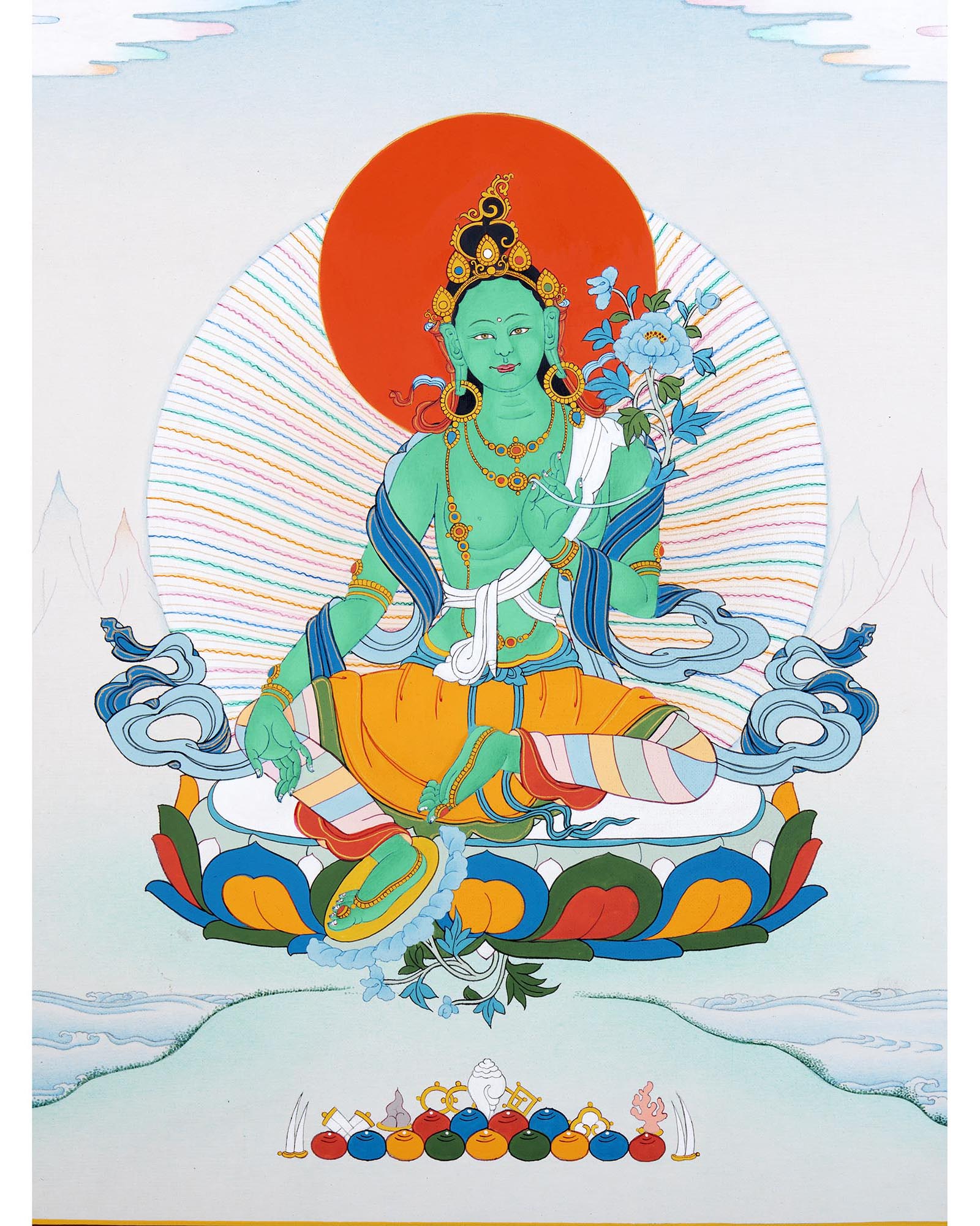 The Green Tara | Bodhisattva Thangka Art | Compassion Deity