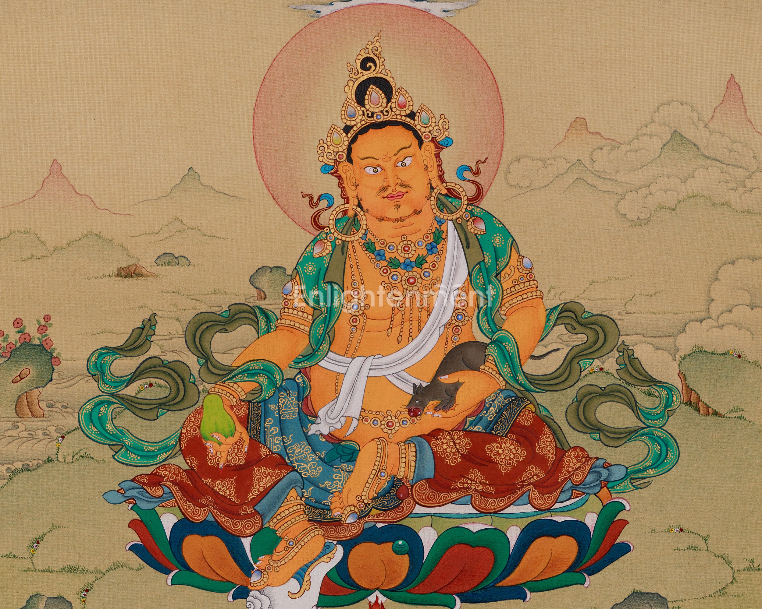 Tibetan Dzambhala with Ratnasambhava | Wealth Deity and Abundance