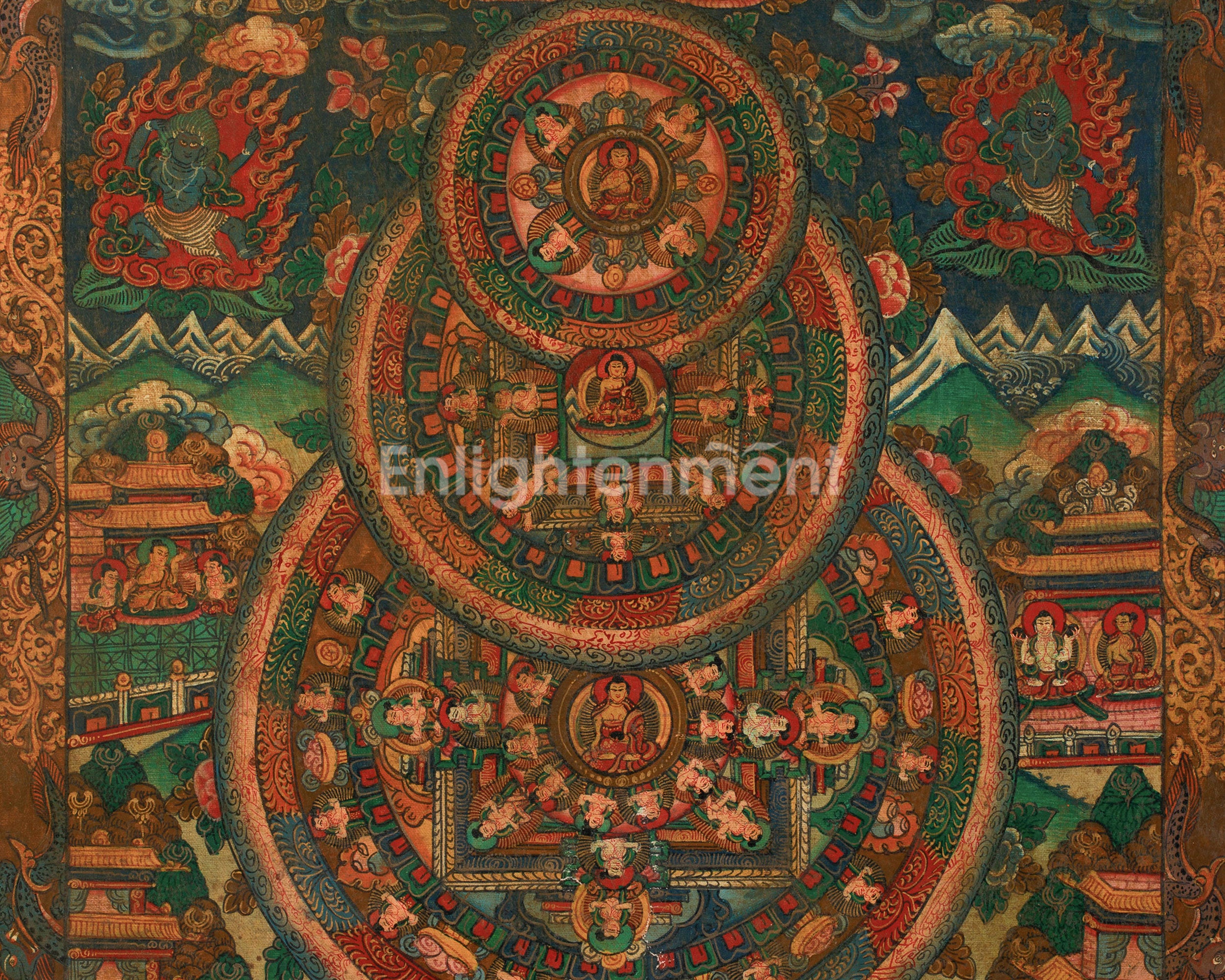 Three Wheel Buddha Mandala | Sacred Geometry Painting