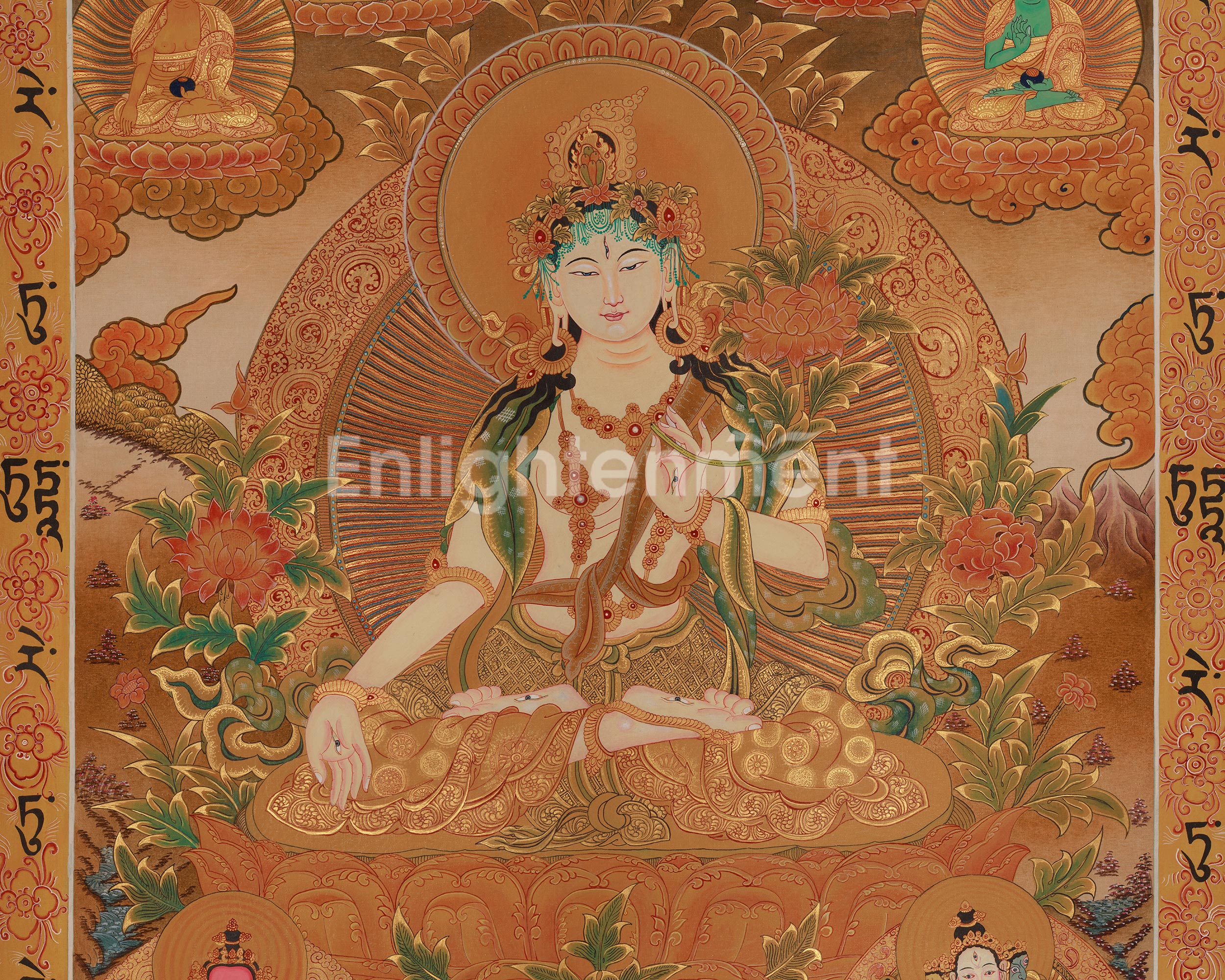 Female Buddha White Tara Thangka | Longevity Deity