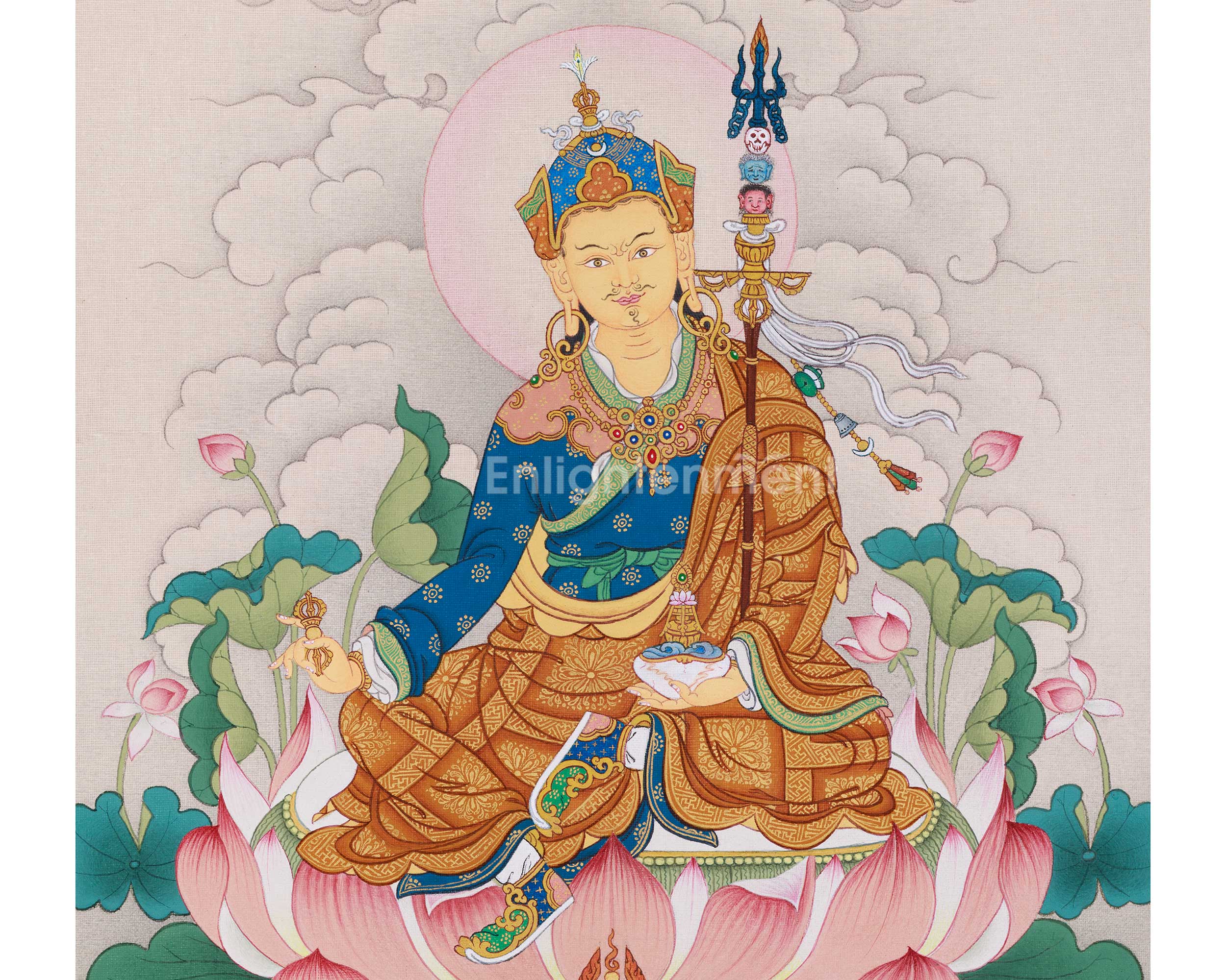 The Teacher of the Dharma, Guru Rinpoche | A Sacred Thangka of Wisdom and Protection