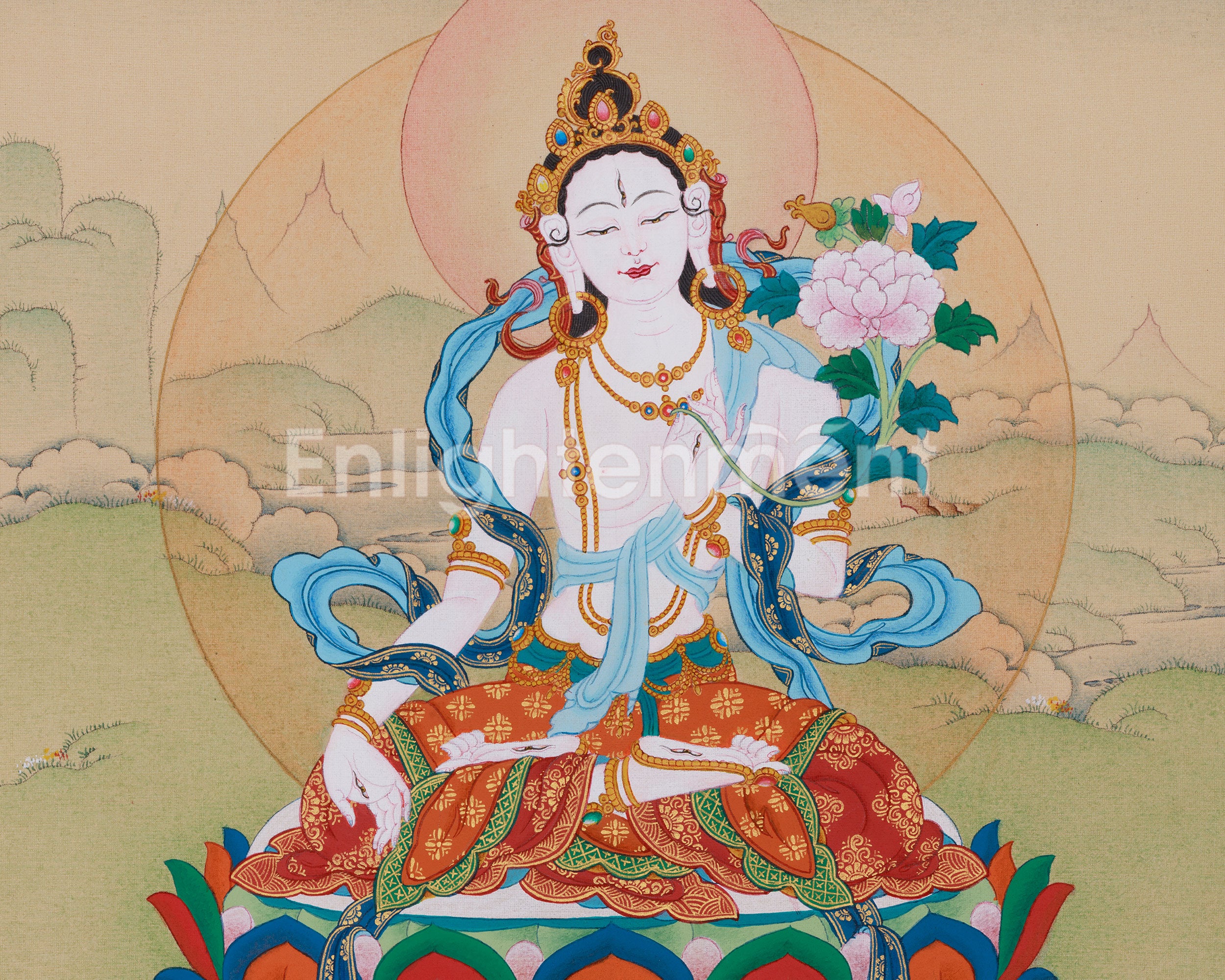 Tibetan Goddess Sita Tara Thangka | Female Buddhist Deity of Healing