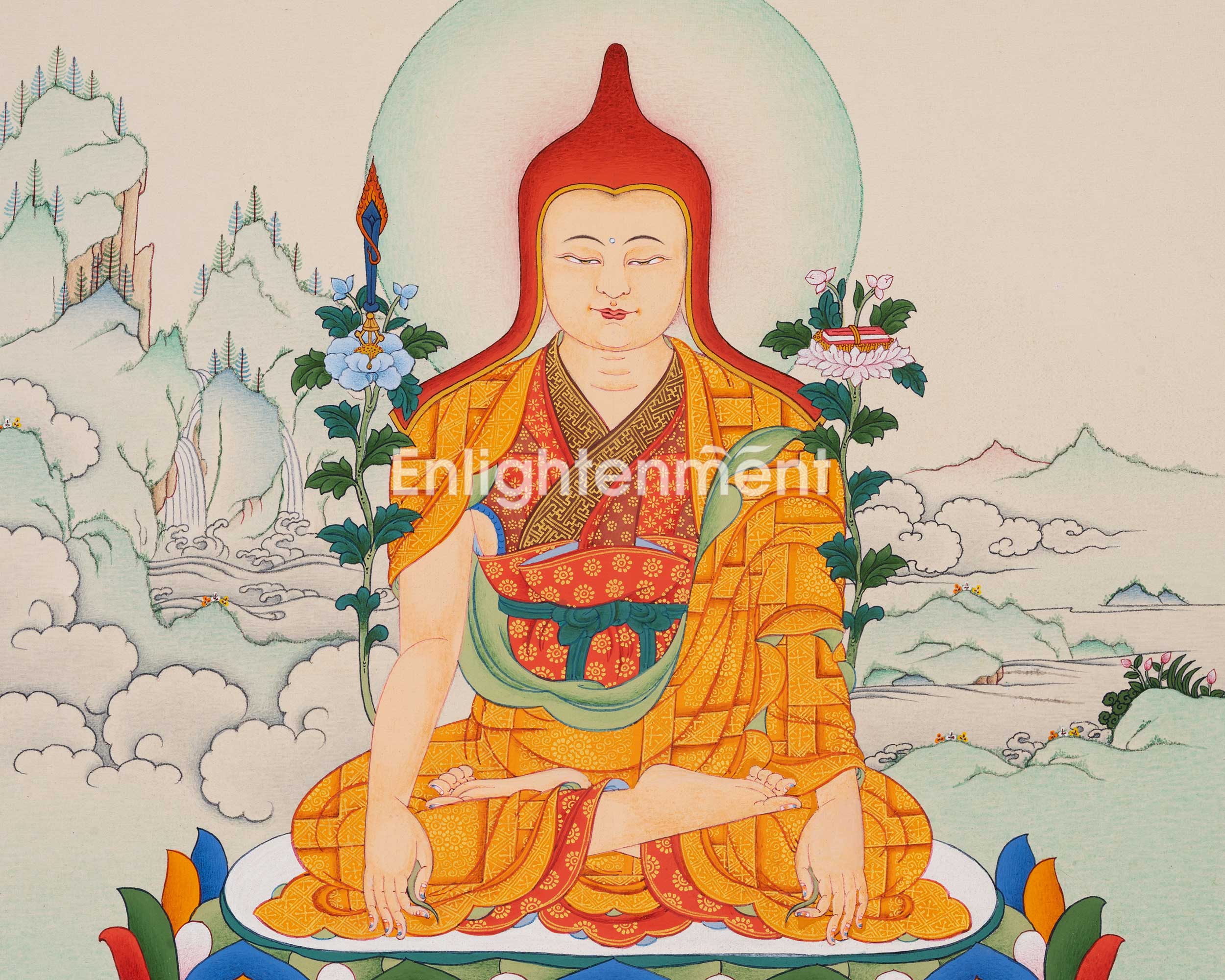 Hand Painted Longchenpa Thangka from Enlightenment Studio | Traditional Vajrayana Wall Decor
