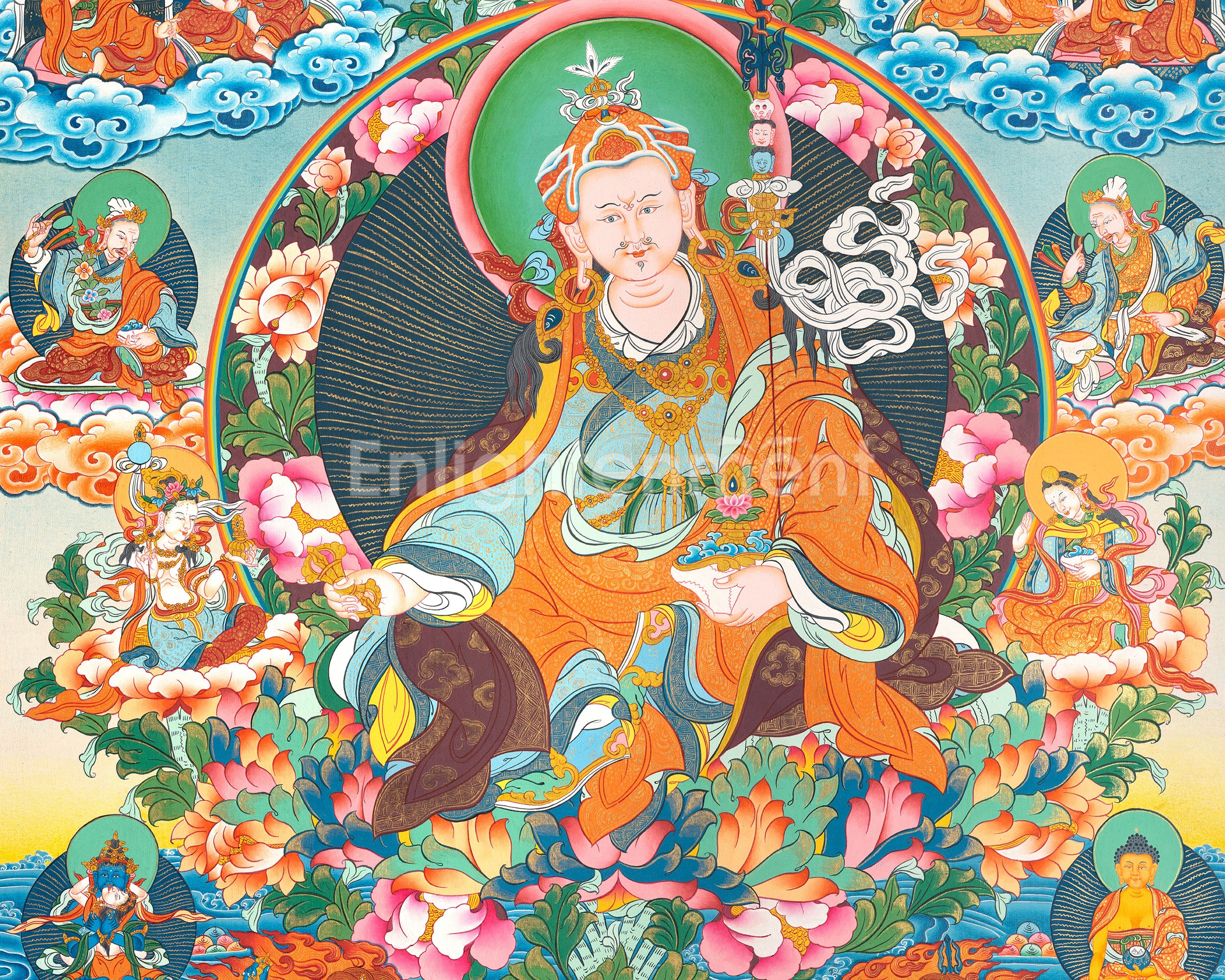 Thangka of Eight Manifestations of Guru Padmasambhava | Second Buddha of Tibet