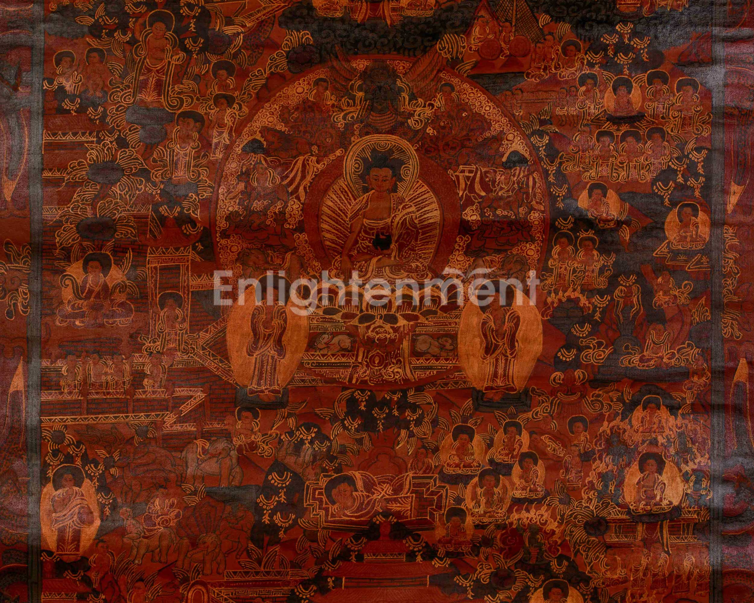 Tibetan Buddha Life Story Thangka | The Path from Royal Life to Enlightenment