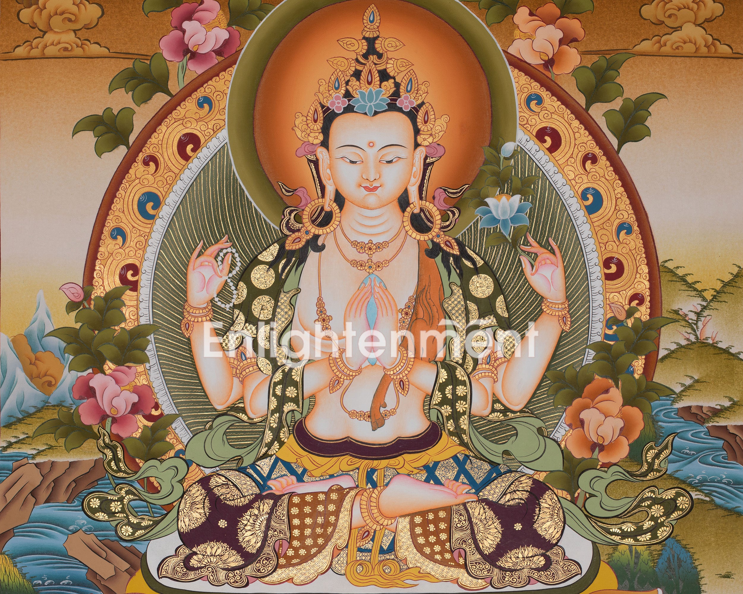 Chenrezig with Manjushri and Vajrapani | Deity of Compassion, Wisdom, and Protection