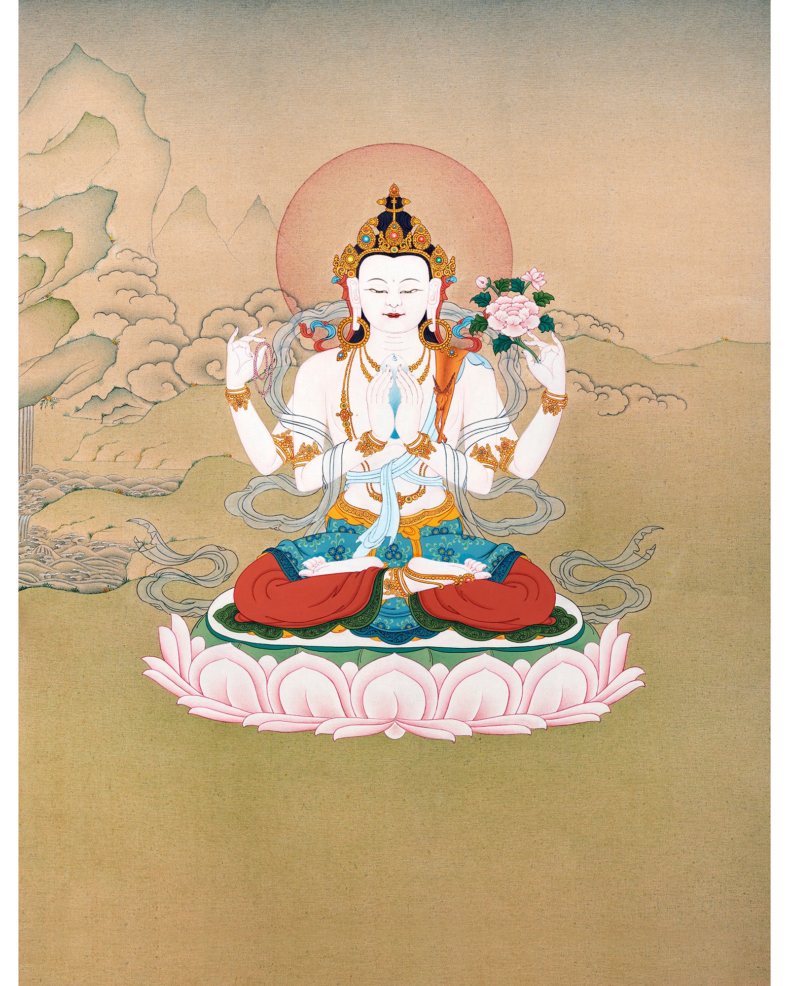 Chenrezig Thangka | Traditional Karma Gadri Thangka | Avalokiteshvara Painting