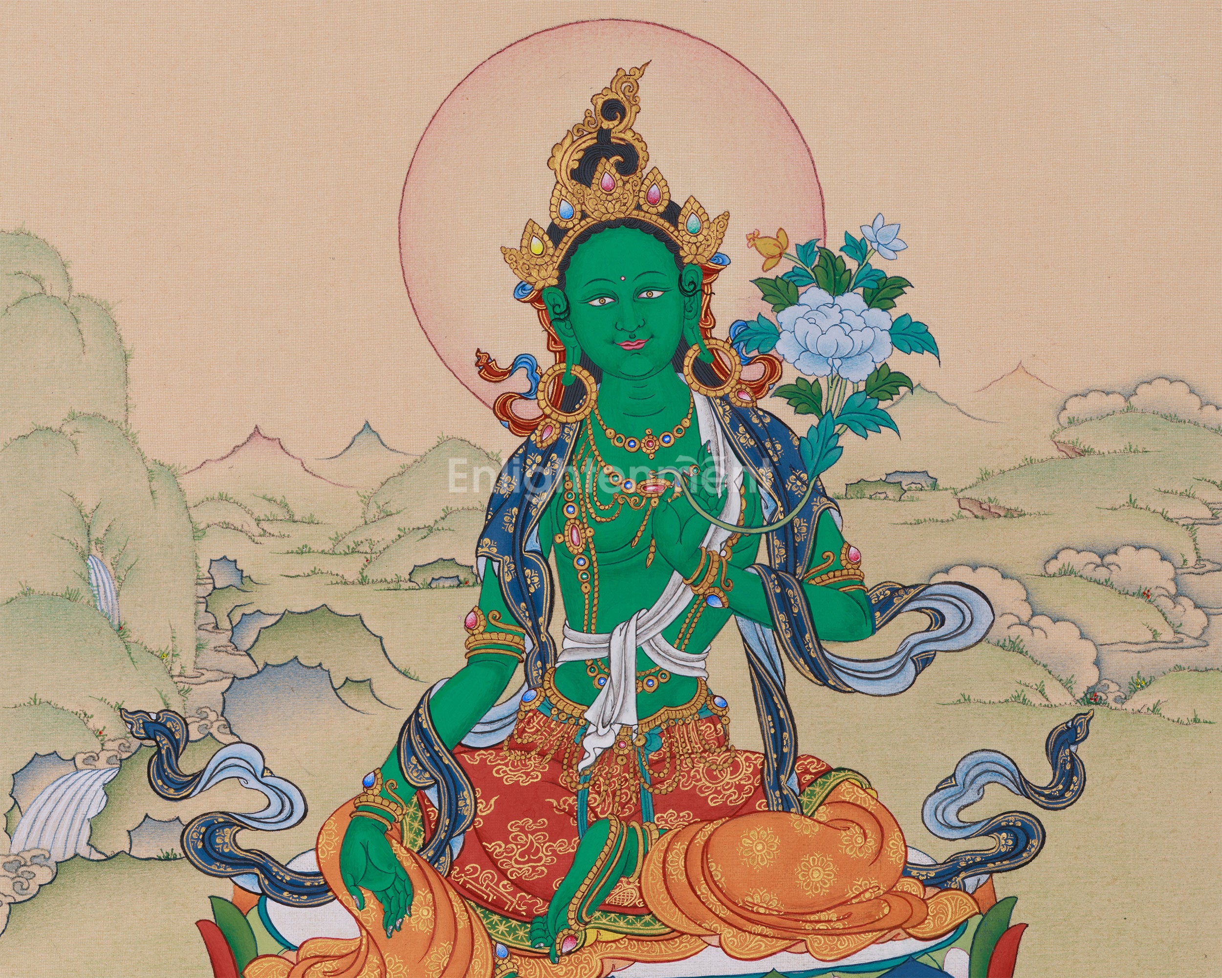 Mother Green Tara Painting | Goddess of Compassion and Liberation