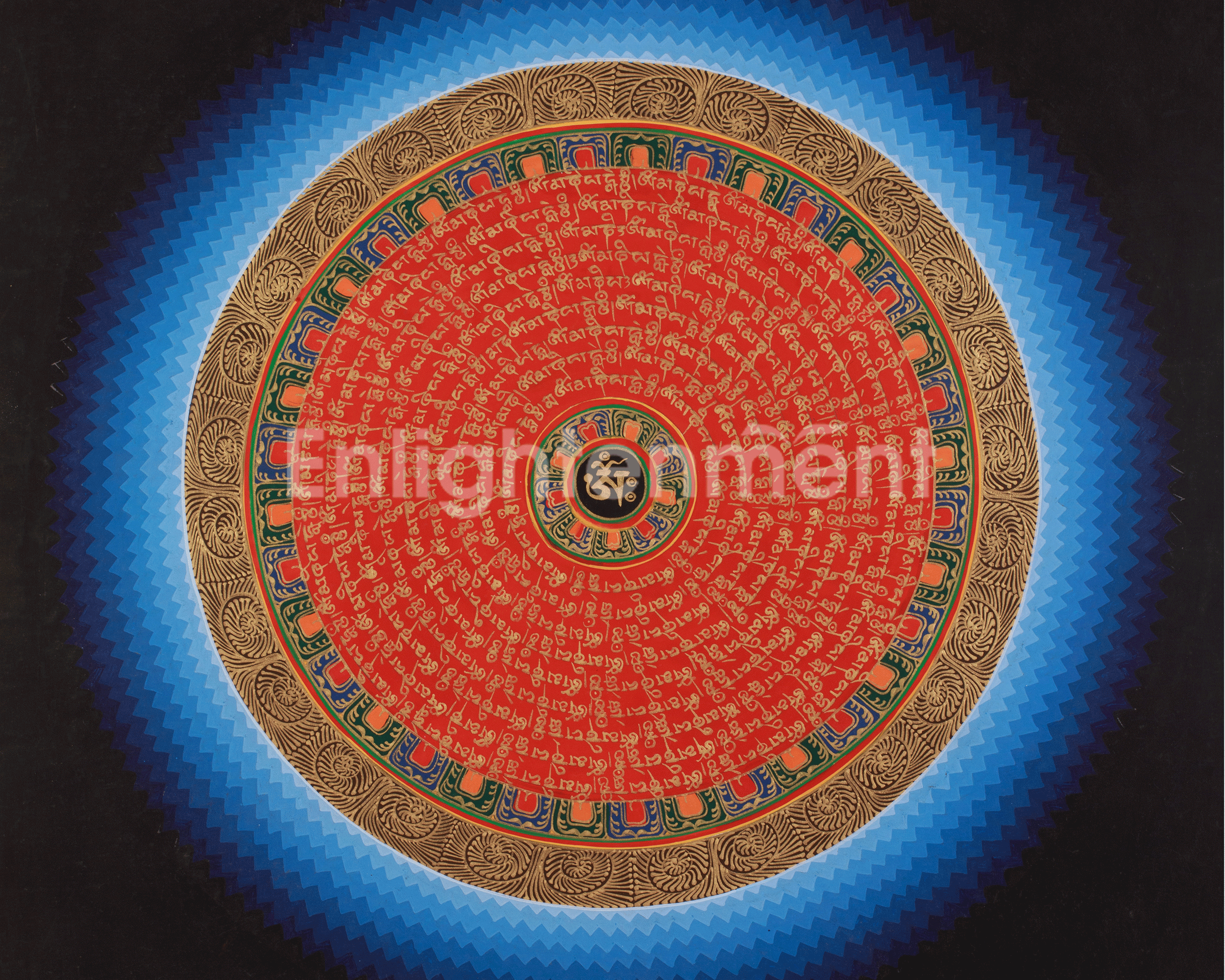 Tibetan Buddhist Mantra Mandala Art | Sacred Hand-Painted Meditation Mandala