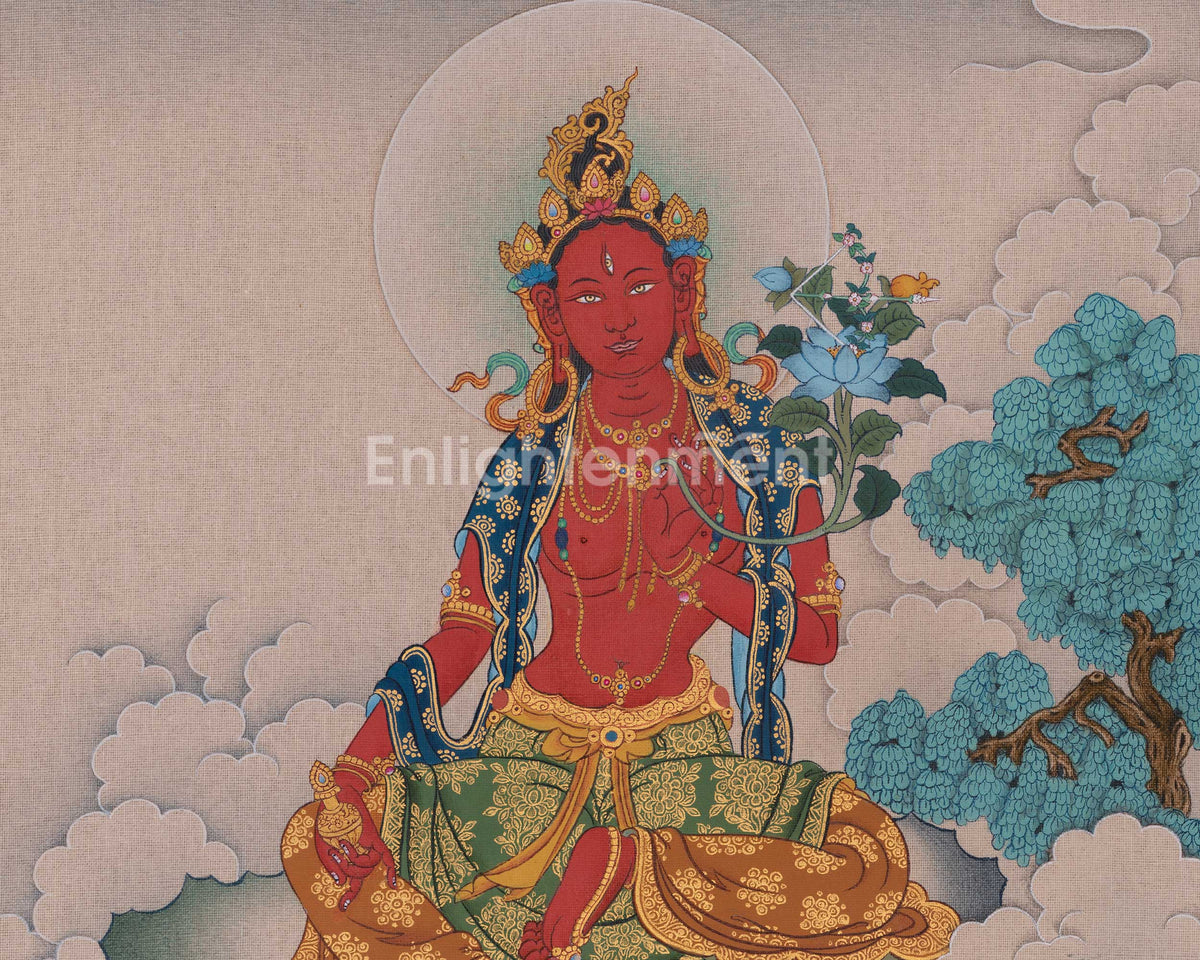 Red Tara Spiritual Thangka | Sacred Representation of Compassion and Enlightened Activity