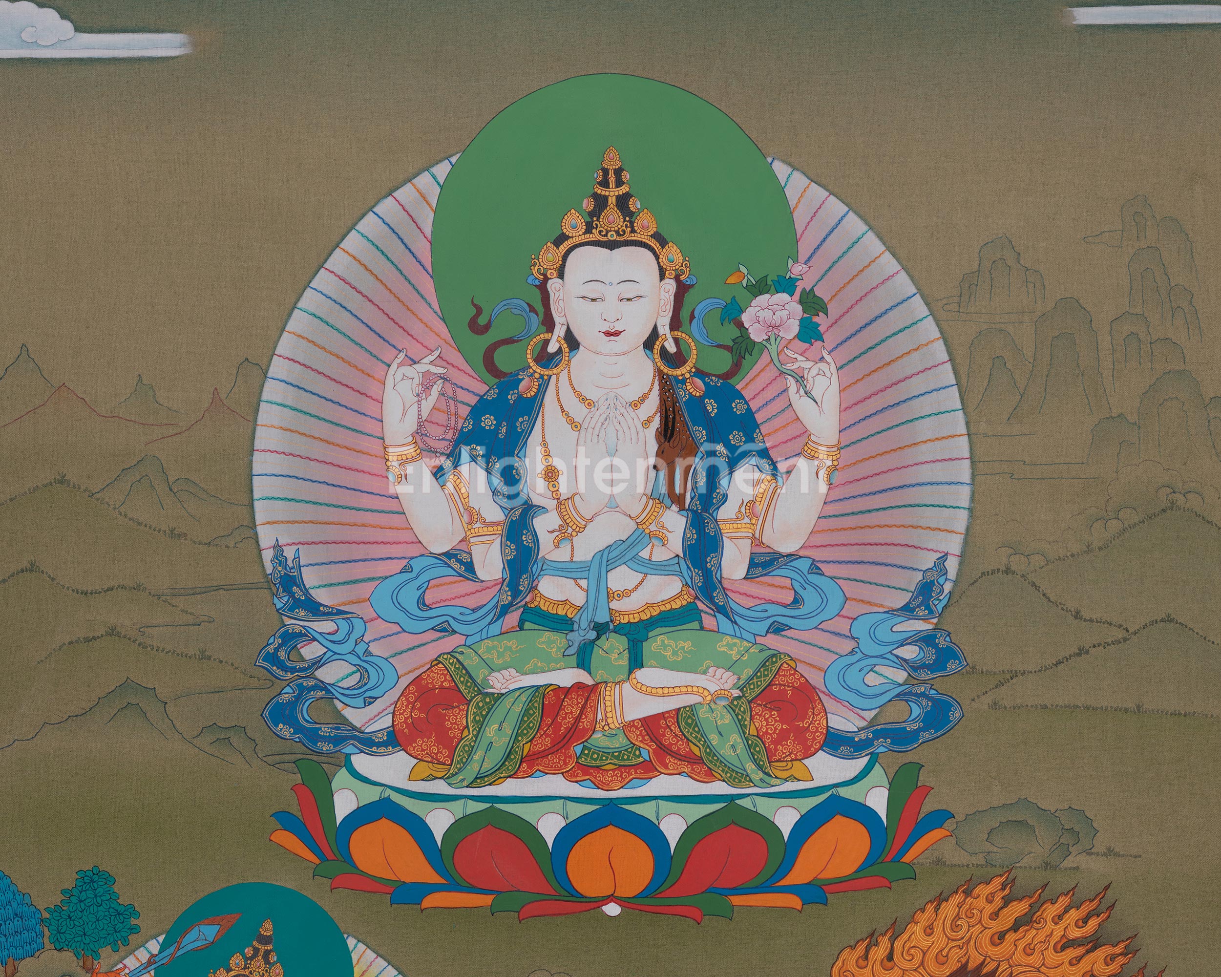 Chenrezig Himalayan Thangka | Bodhisattva Deity | Avalokiteshvara Art