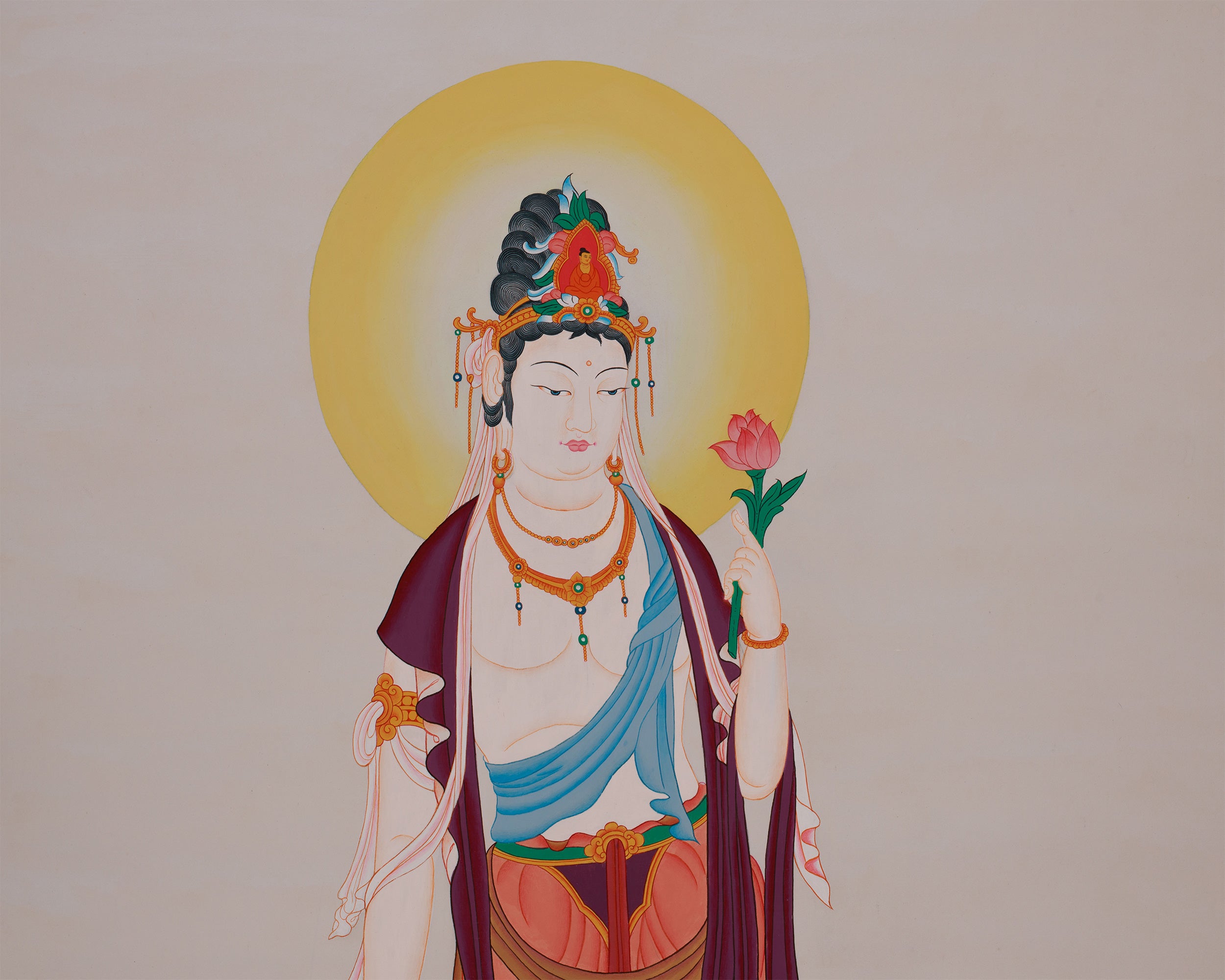Graceful Kannon Thangka | Japanese Depiction of the Compassionate Bodhisattva