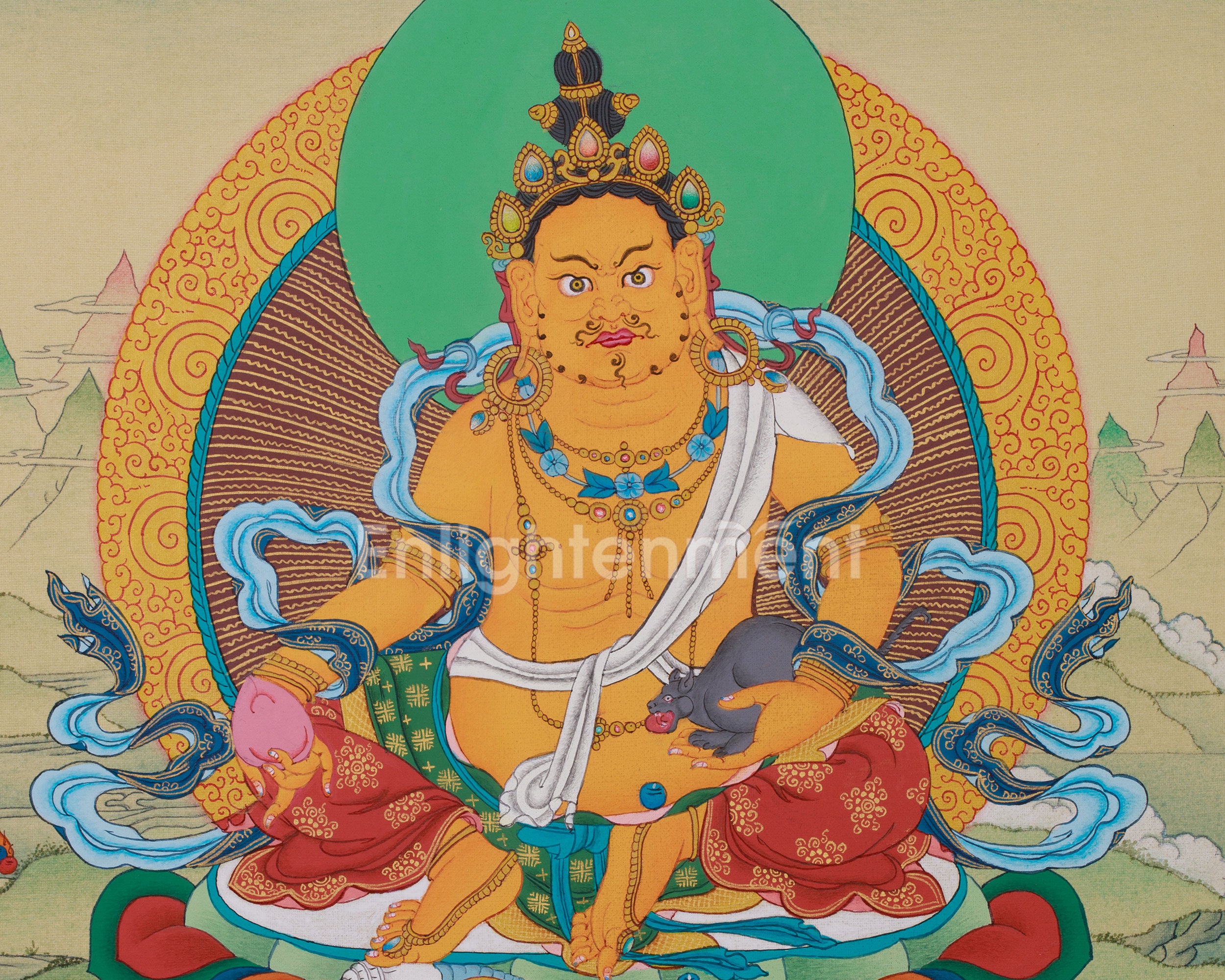 Sacred Thangka of Dzambhala | Buddha of Wealth and Prosperity