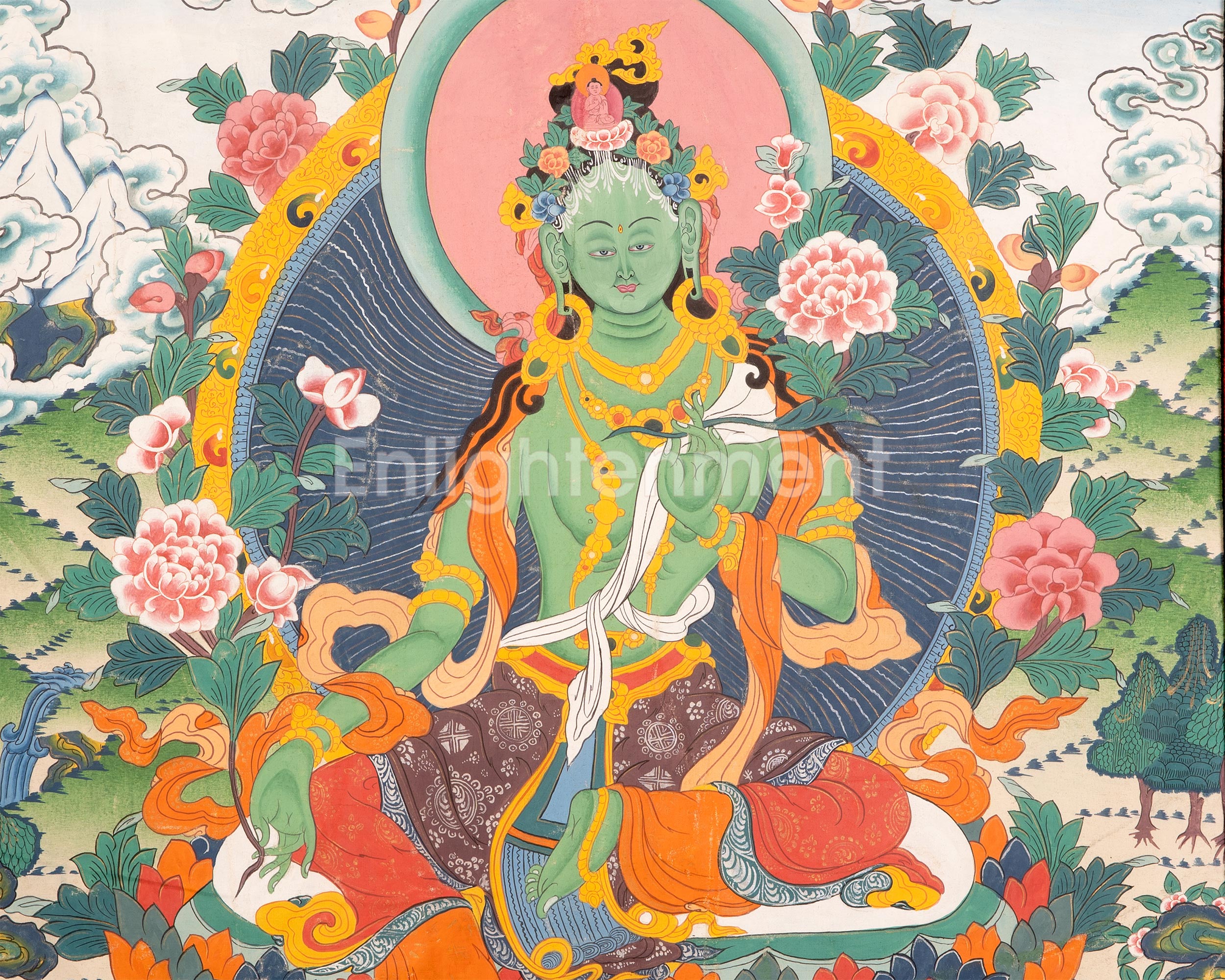 Original Green Tara in Brocade | The Compassionate Goddess of Healing and Protection