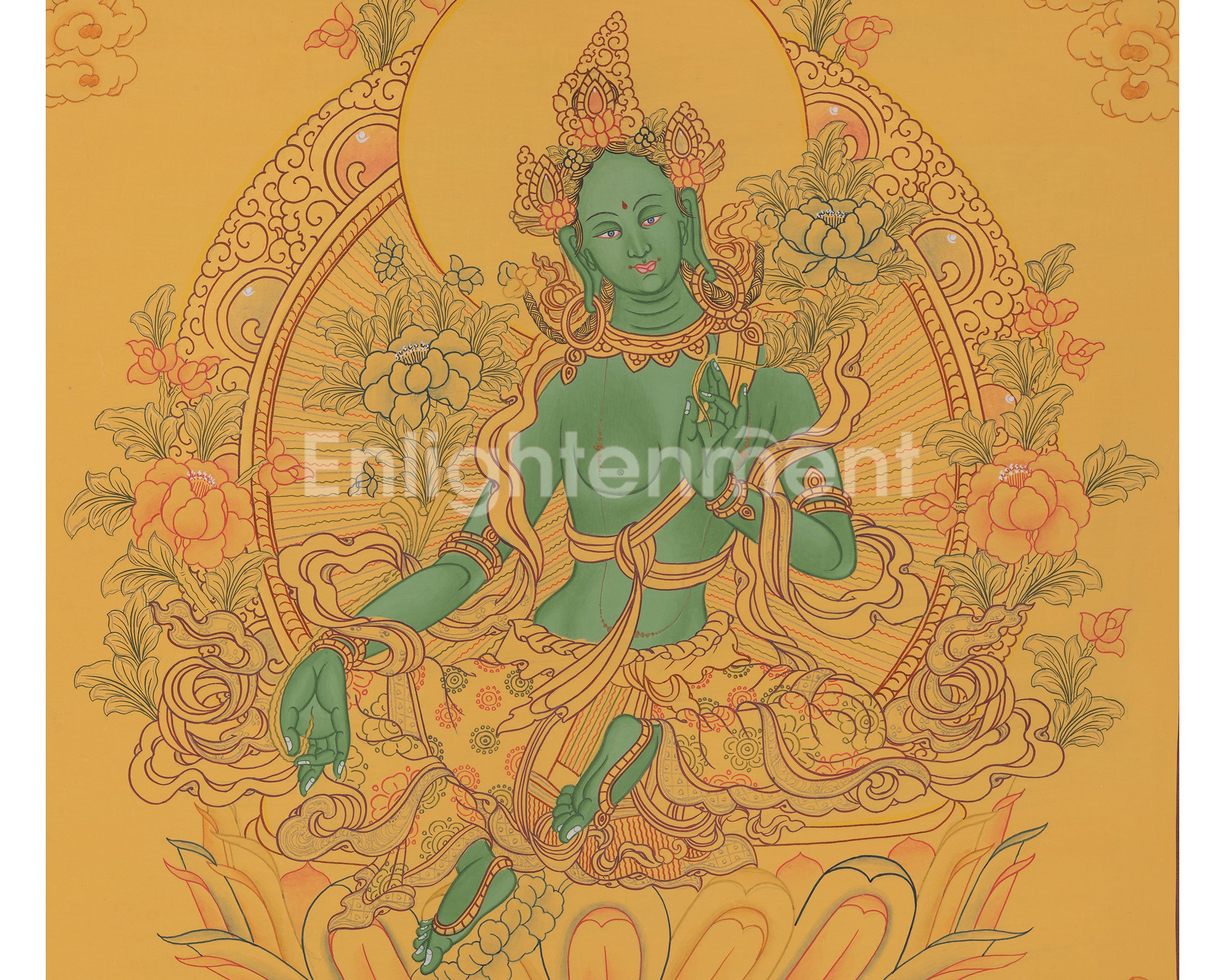 Mother of Liberation, Green Tara Thangka | Female Buddhist Deity