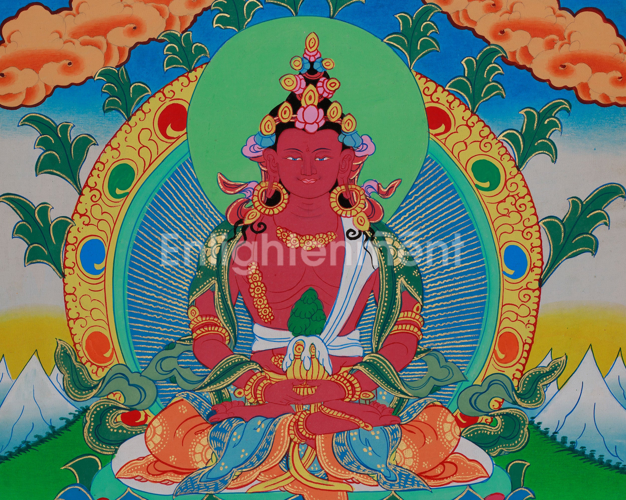 Longevity Buddha, Amitayus | Thangka for Healing and Long Life