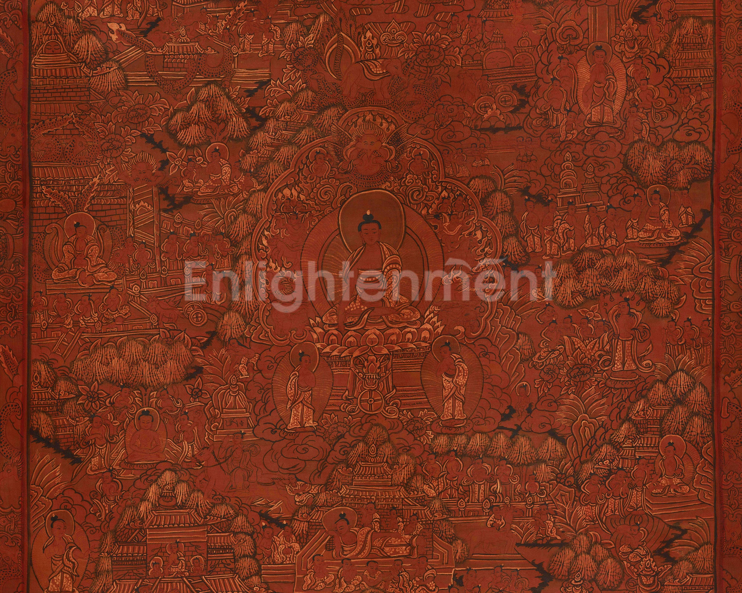 Buddha Life Story Tibetan Thangka | Shakyamuni Buddha’s Enlightened Path