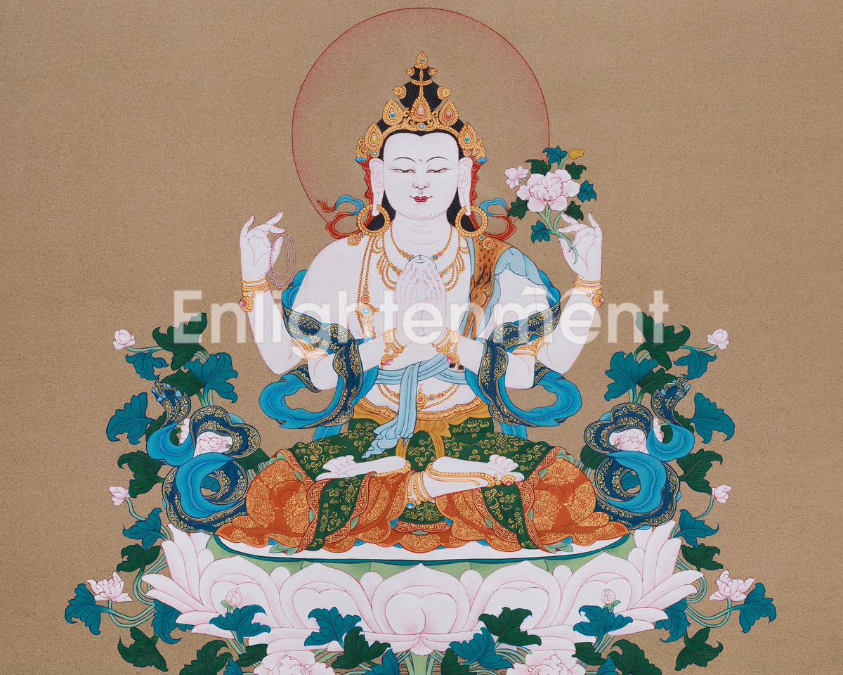 Buddha Chenrezig Thangka | Embodiment of Infinite Compassion