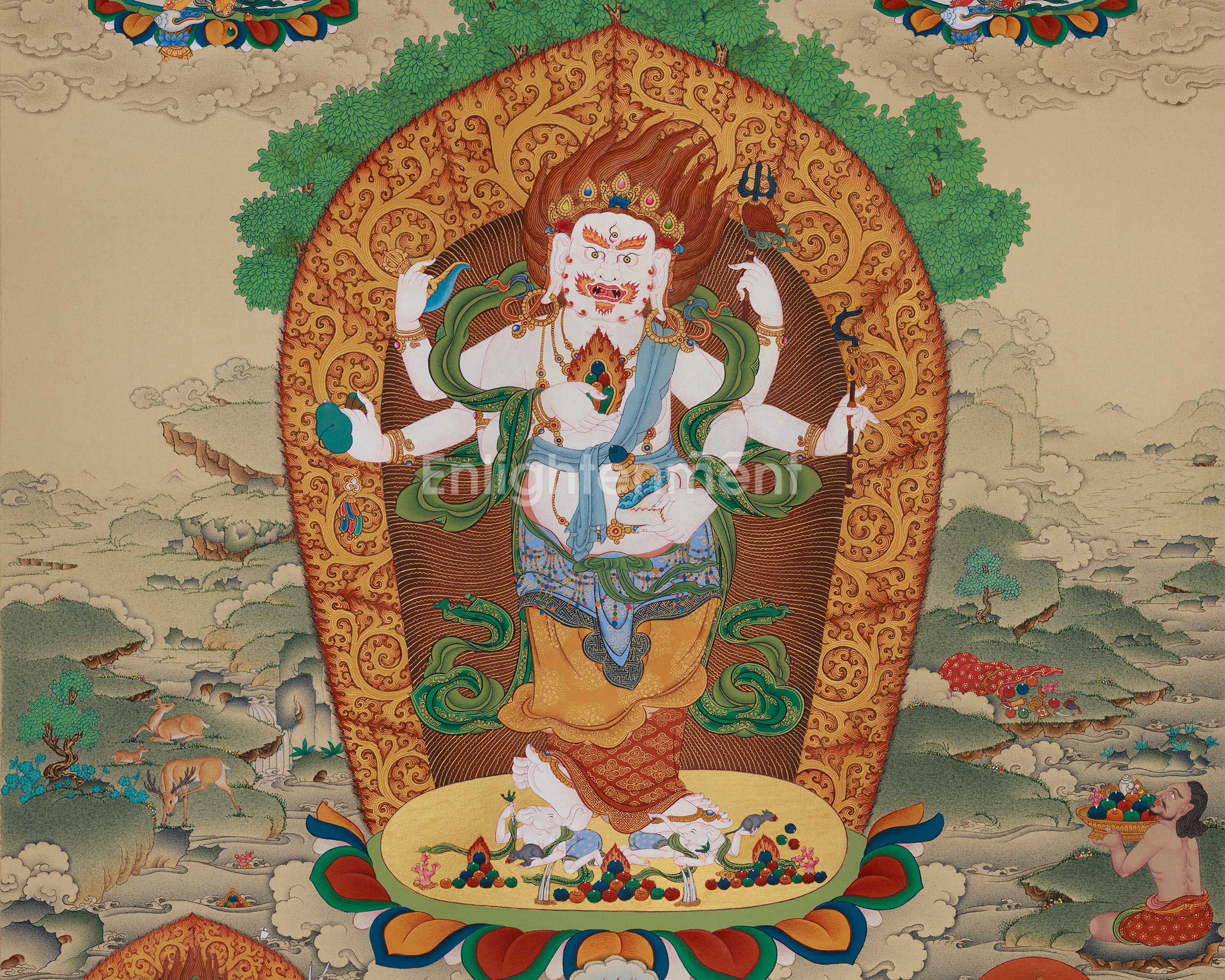 Divine Thangka of White Mahakala | Prosperity Deity