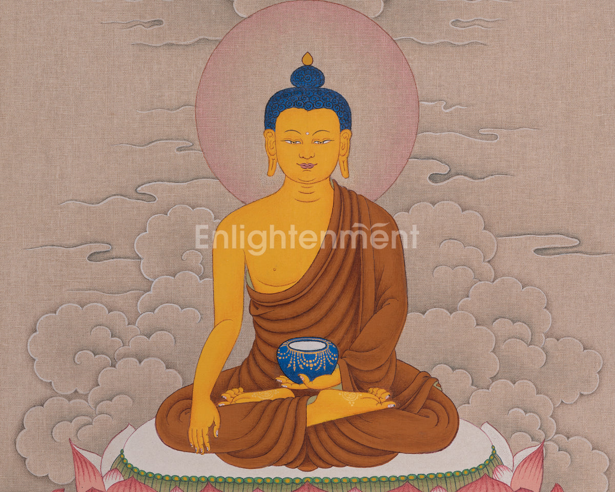 Shakyamuni Buddha Sacred Painting | Traditional Representation of Buddhist Awakening