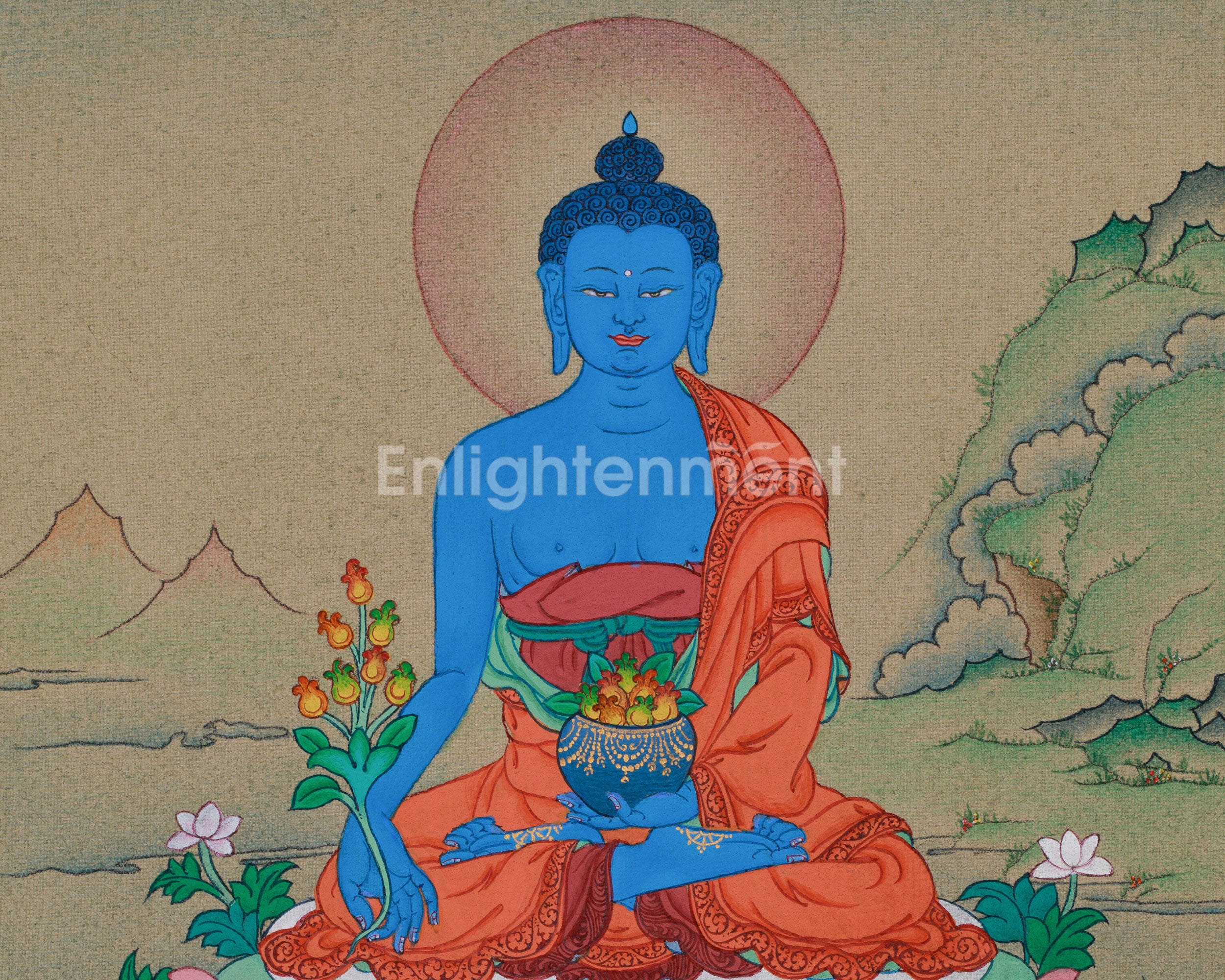 Bhaisajyaguru Buddha Thangka | Healing Buddha of Health and Protection