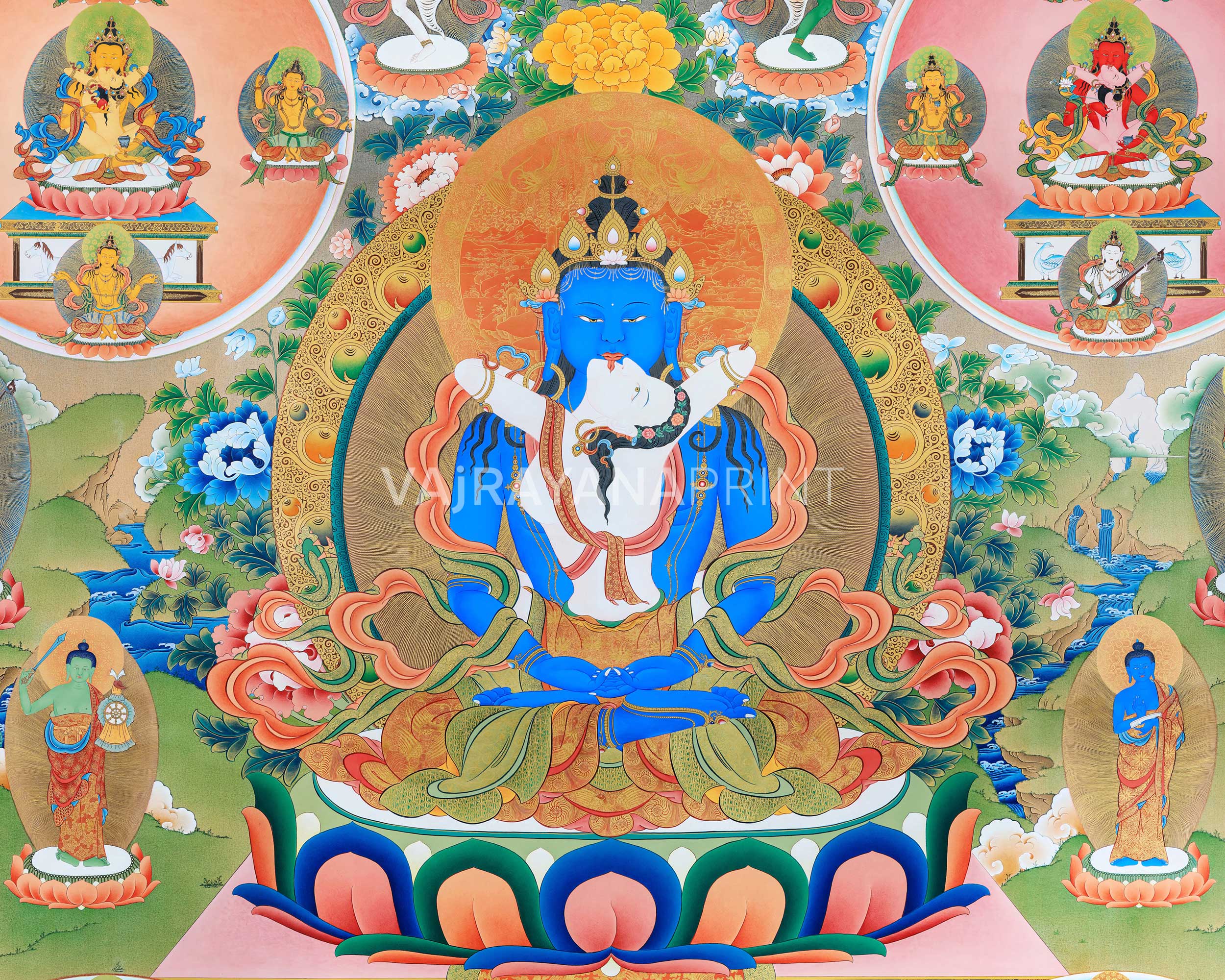 42 Peaceful Deities | Bardo Thangka | Tibetan Thangka Painting | High Quality Giclee Print