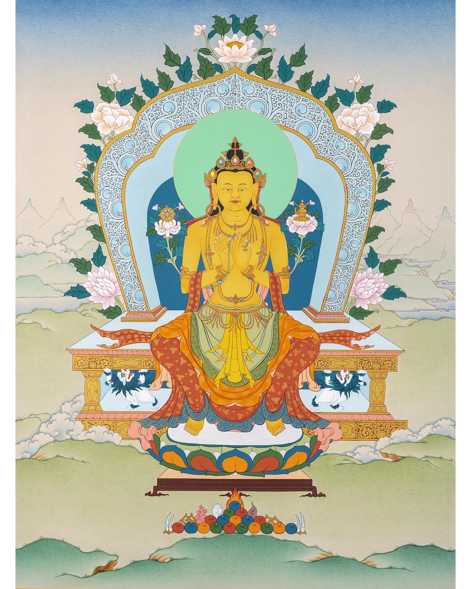 Maitreya Buddha Thangka | Tibetan Buddhist Deity | Himalayan Thangka Paintings