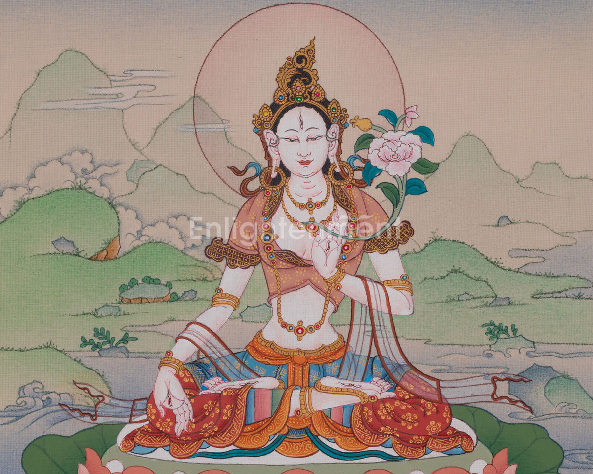 Sita Tara Thangka Painting | White Tara Goddess of Compassion
