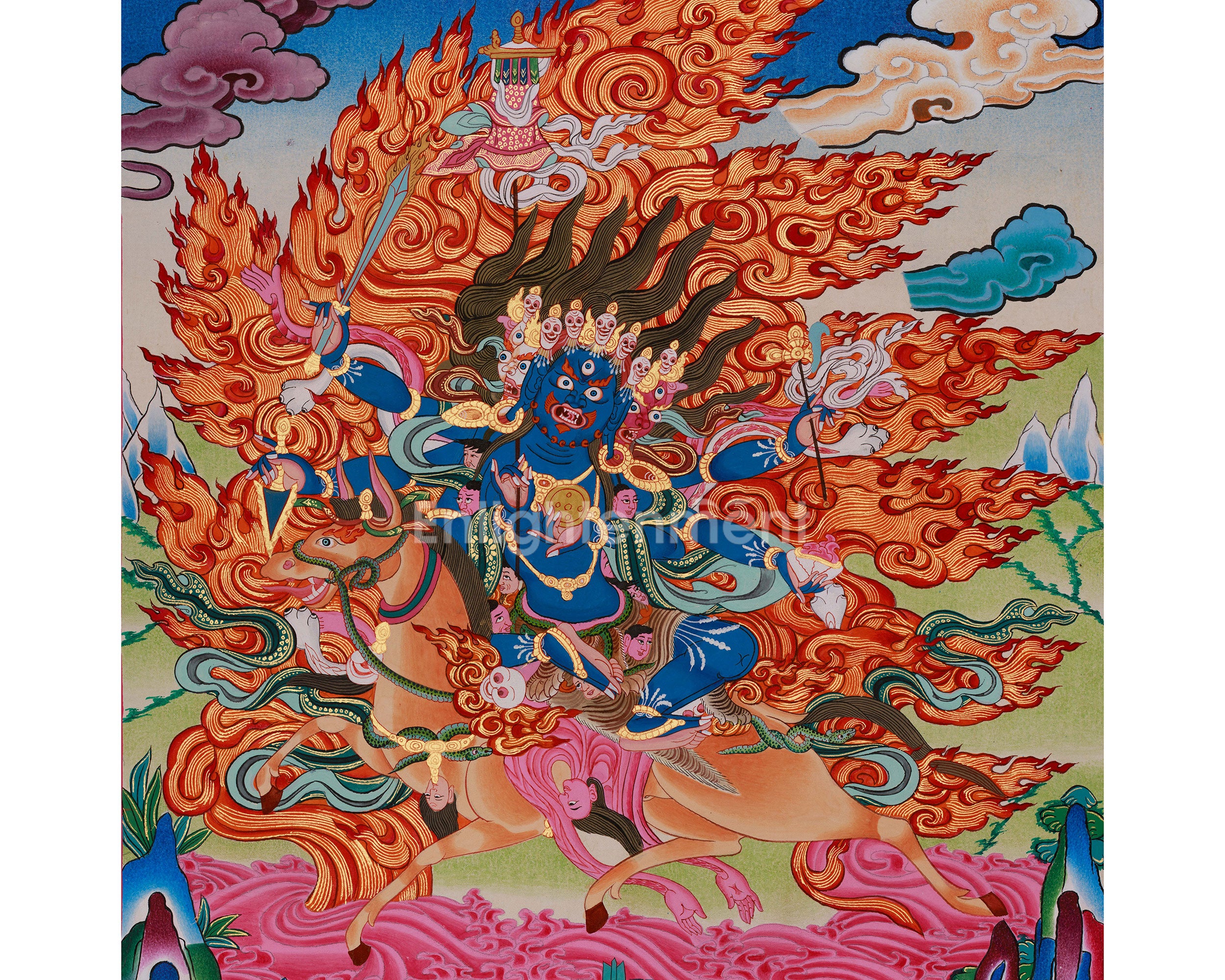 Palden Lhamo Tibetan Thangka | Powerful Female Dharma Protector