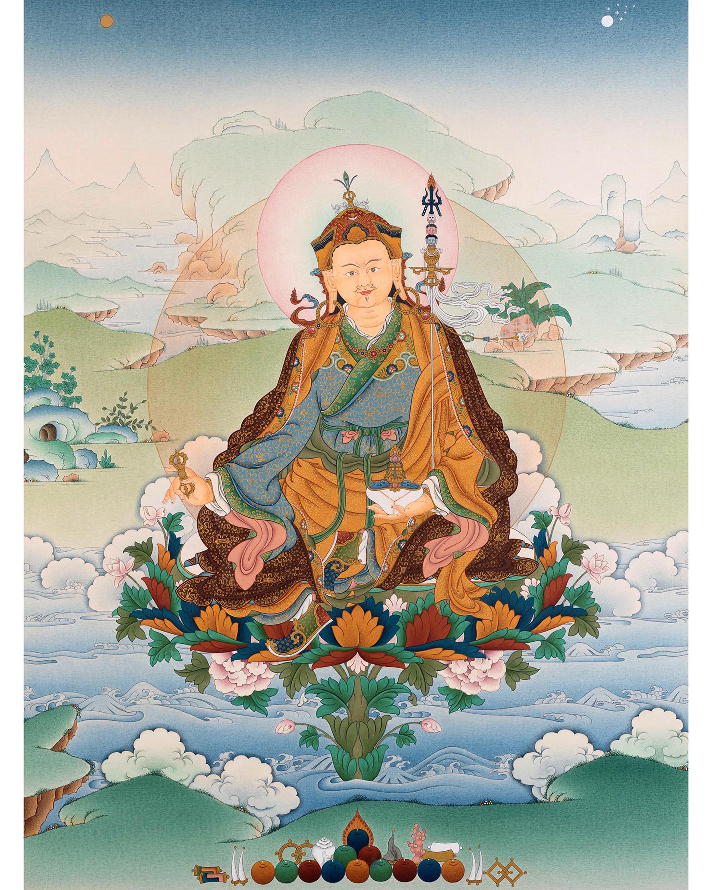 Tibetan Karma Gadri Thangka of Guru Padmasambhava