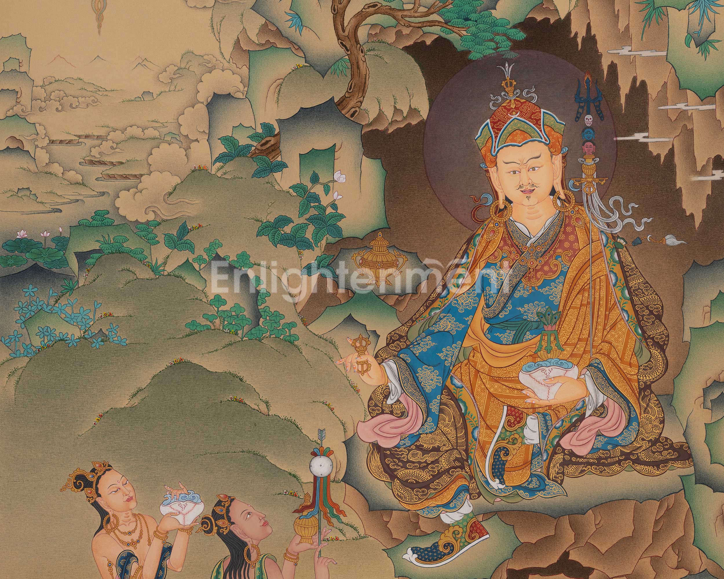Spiritual Guru Rinpoche Thangka | Sacred Padmasambhava Buddhist Artwork