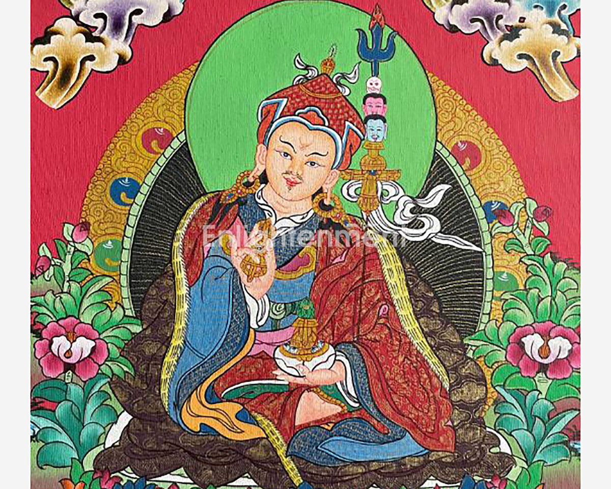 Original Hand-Painted Guru Rinpoche Thangka Painting | Fine Quality Sacred Art |