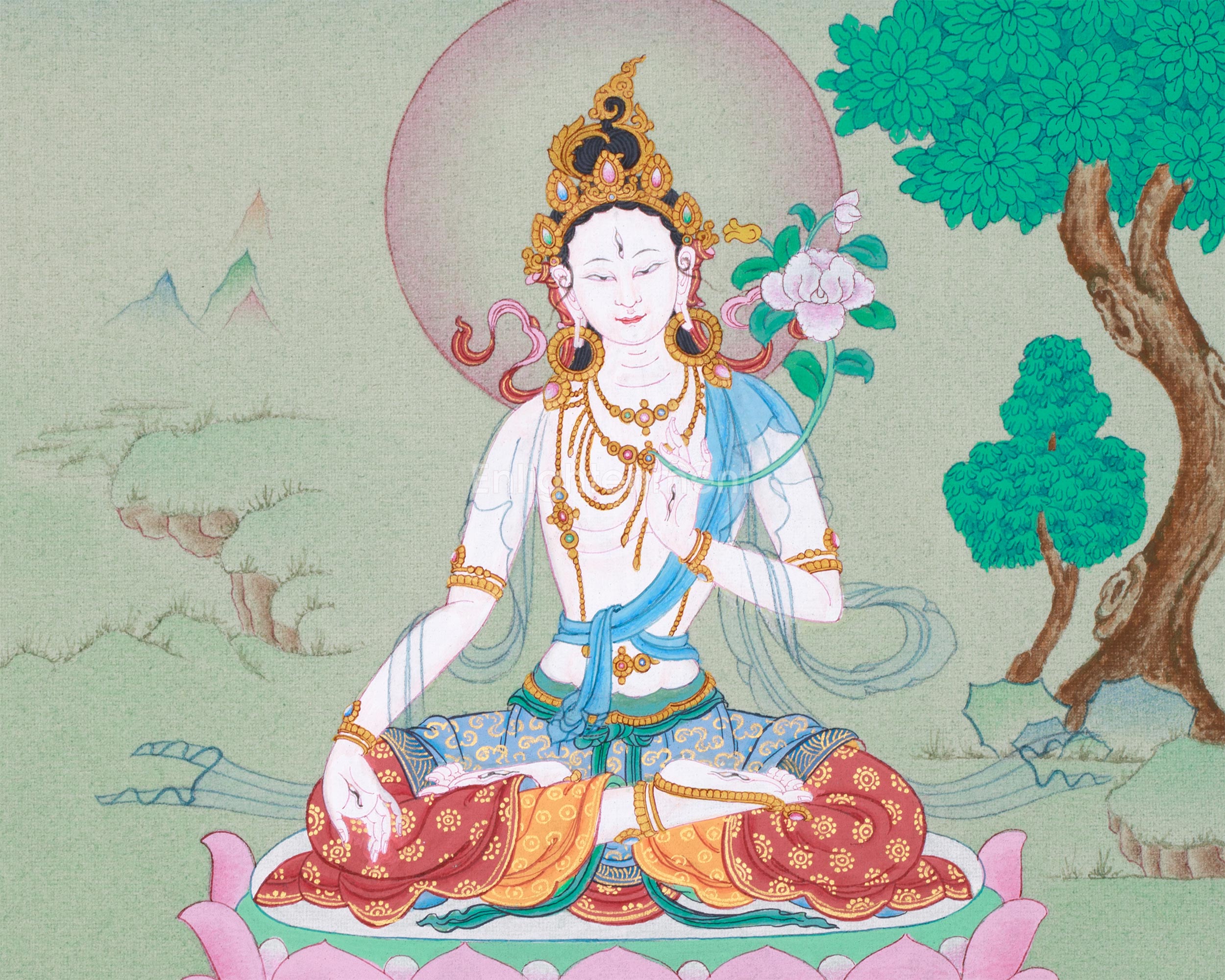 Healing Goddess Thangka, White Tara