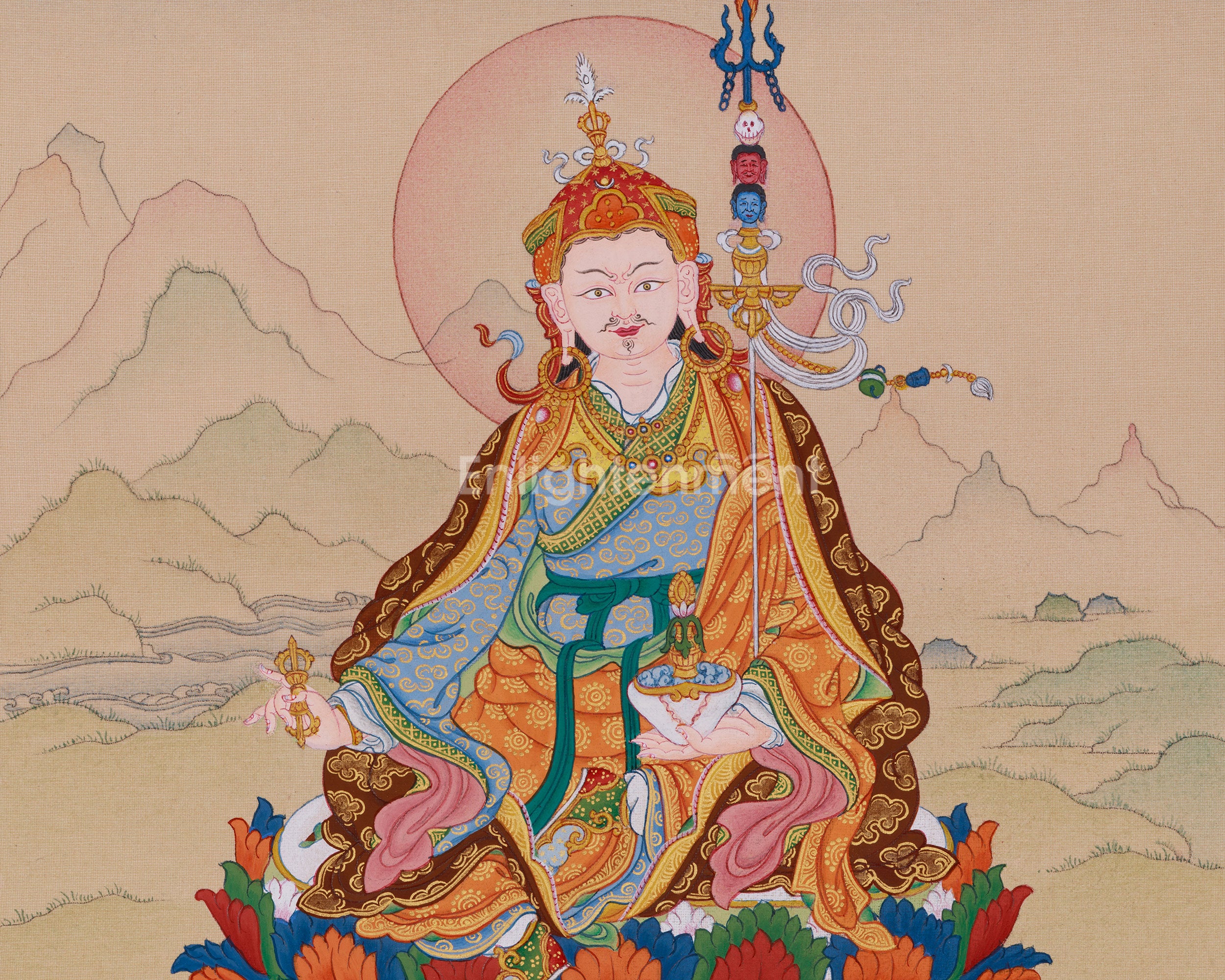 Master of Tantras Guru Rinpoche Thangka | The Second Buddha