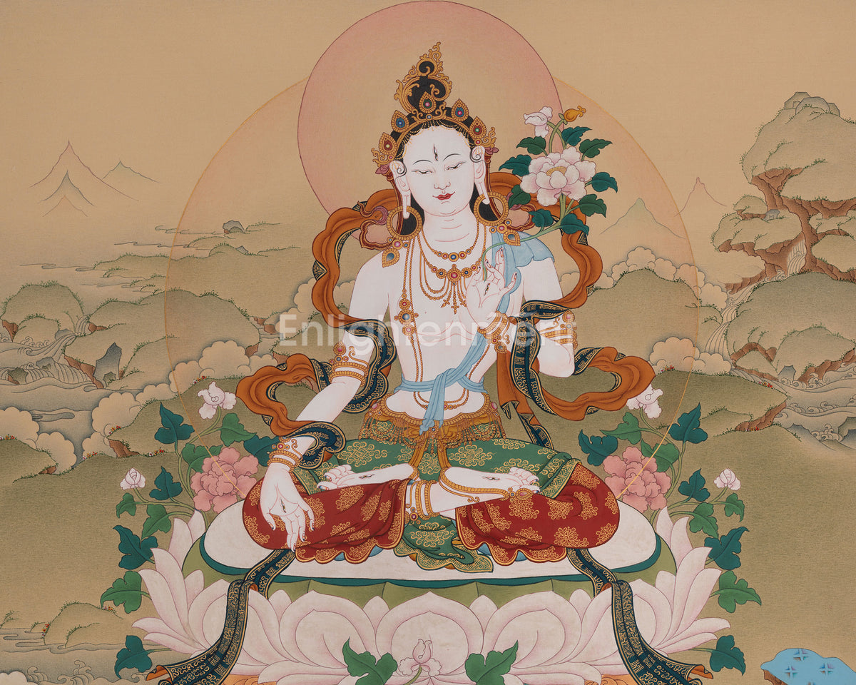 White Tara Sacred Buddhist Art | Sita Tara | Represents Long Life and Healing