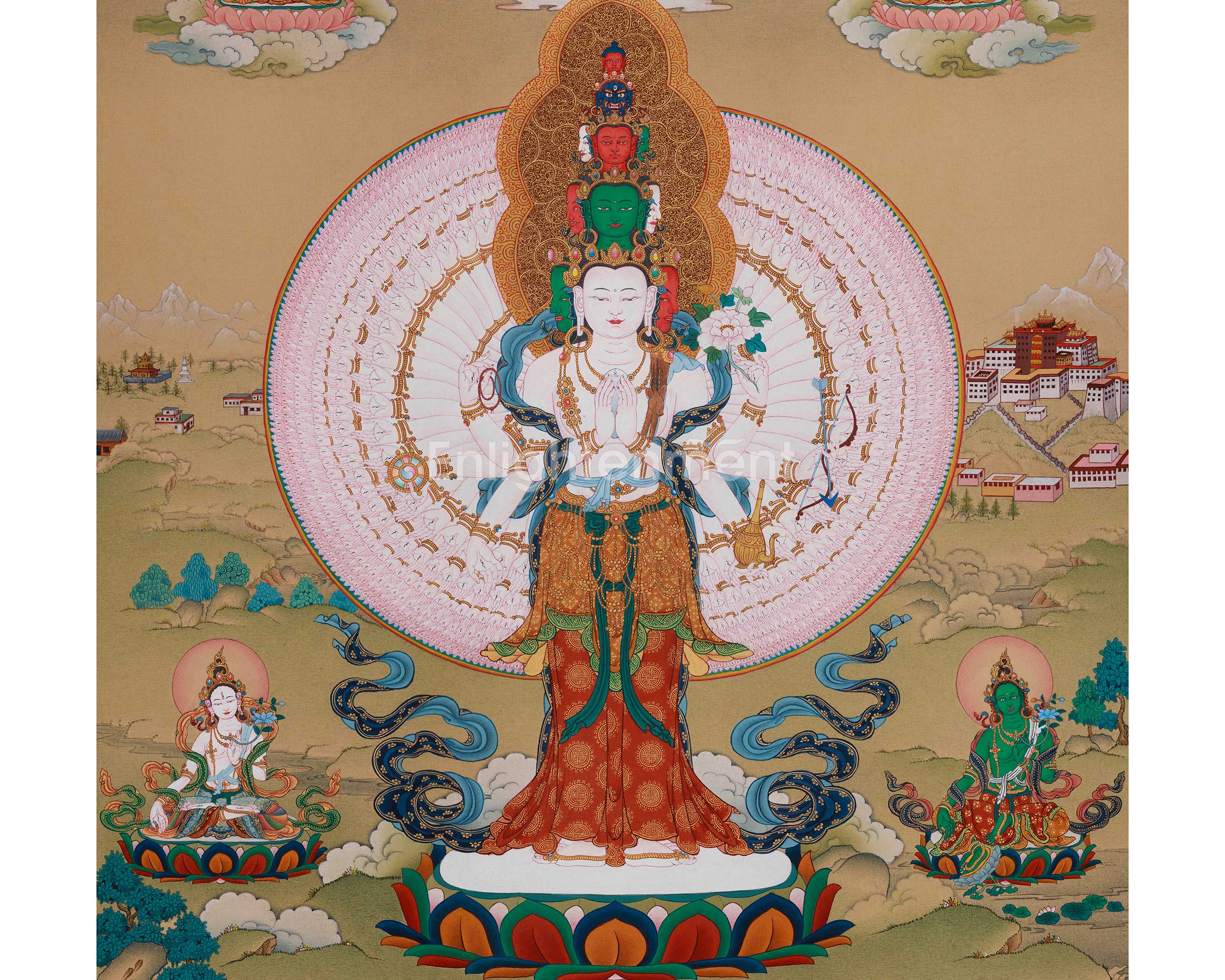 Himalayan Thangka of 1000 Armed Chenrezig | The Bodhisattva of Compassion