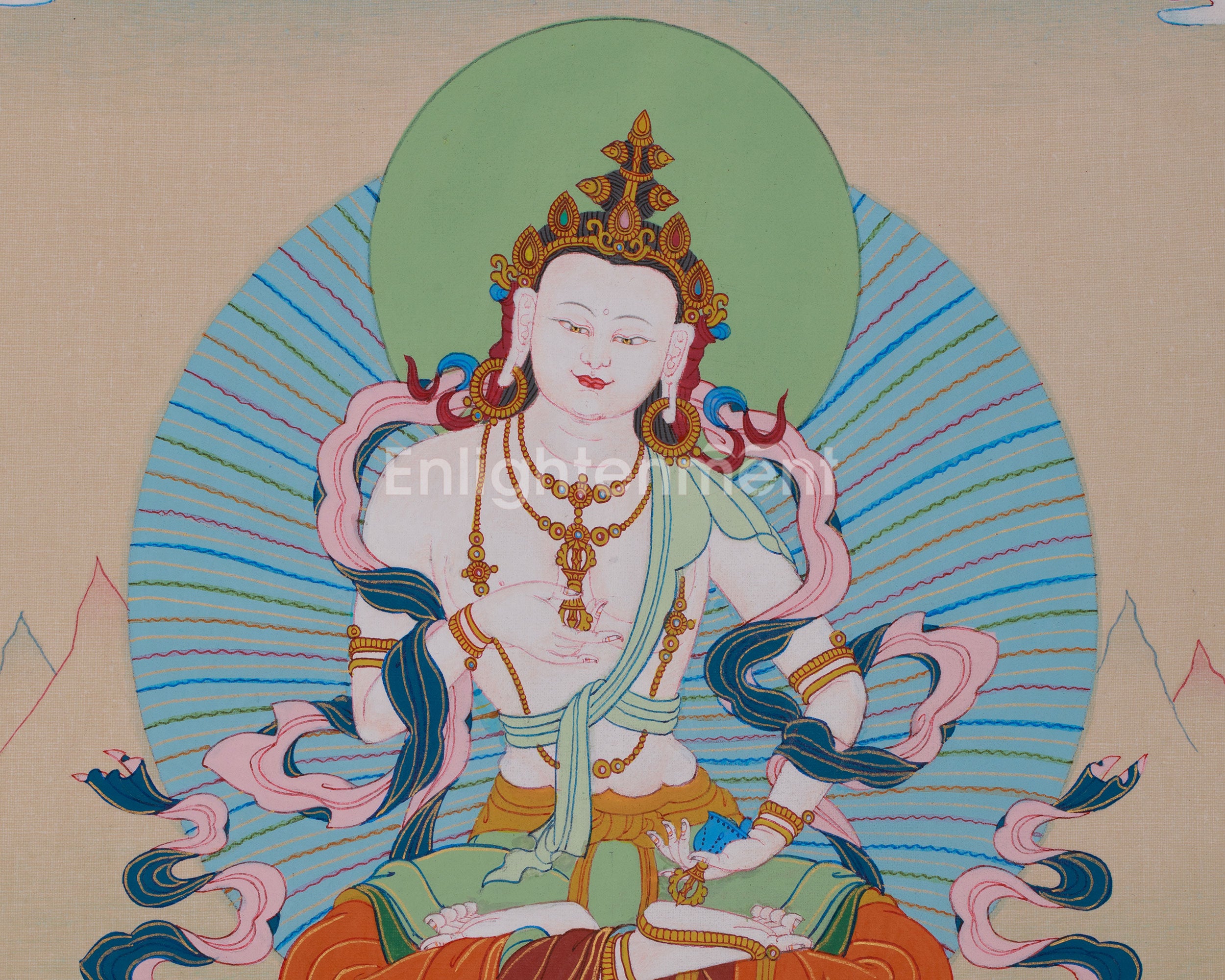 Tibetan Dorje Sempa Thangka | Vajrayana Deity for Cleansing Negative Karma | Brocade Mounted