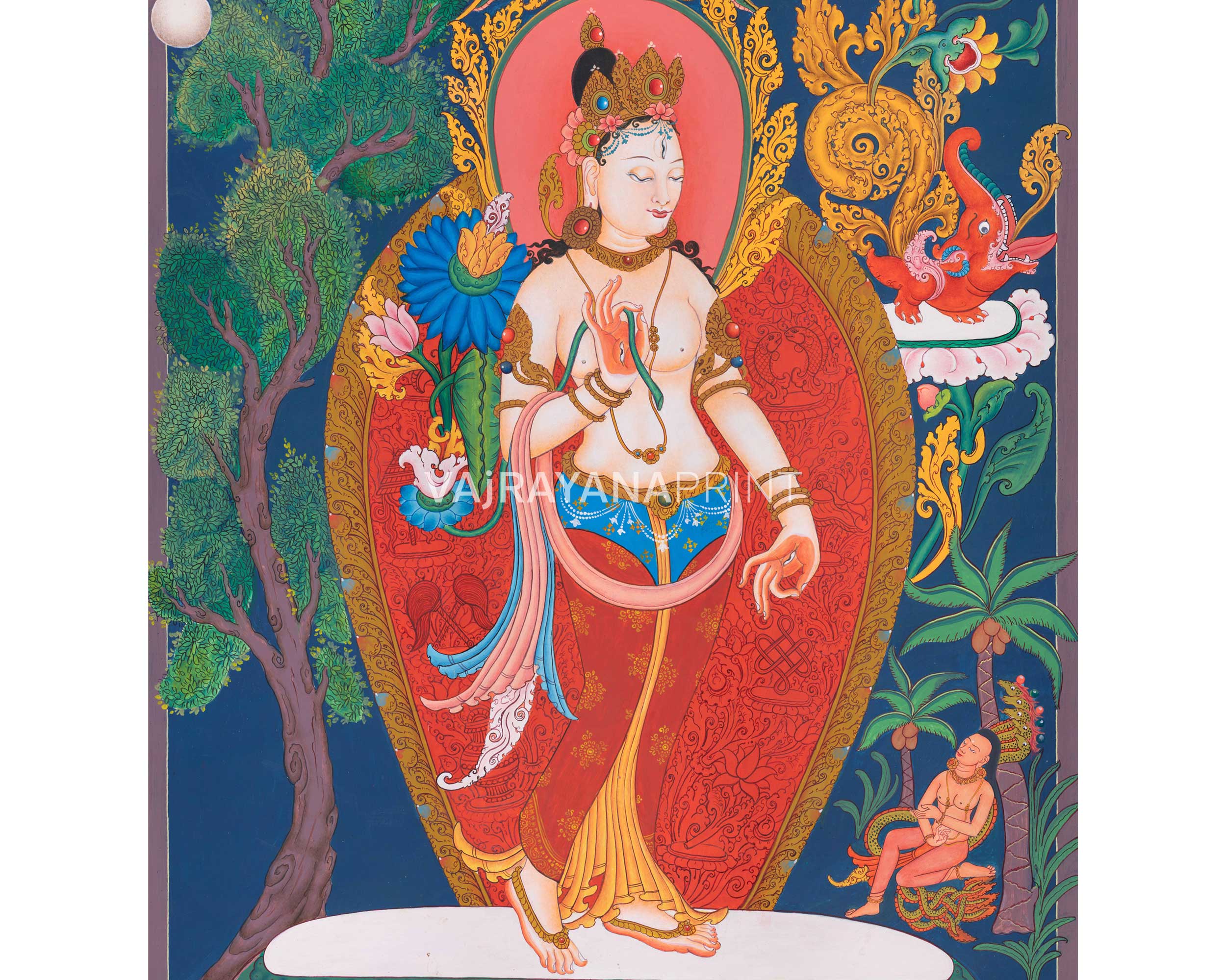 White Tara Thangka Print | Goddess of Compassion