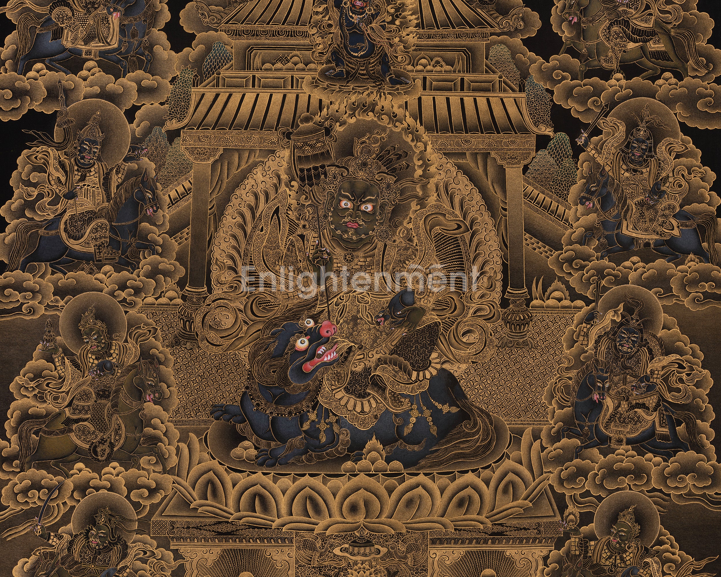Namtoshe Wealth Deity Palace Thangka | Vaishravana Artwork | A Prominent Guardian King