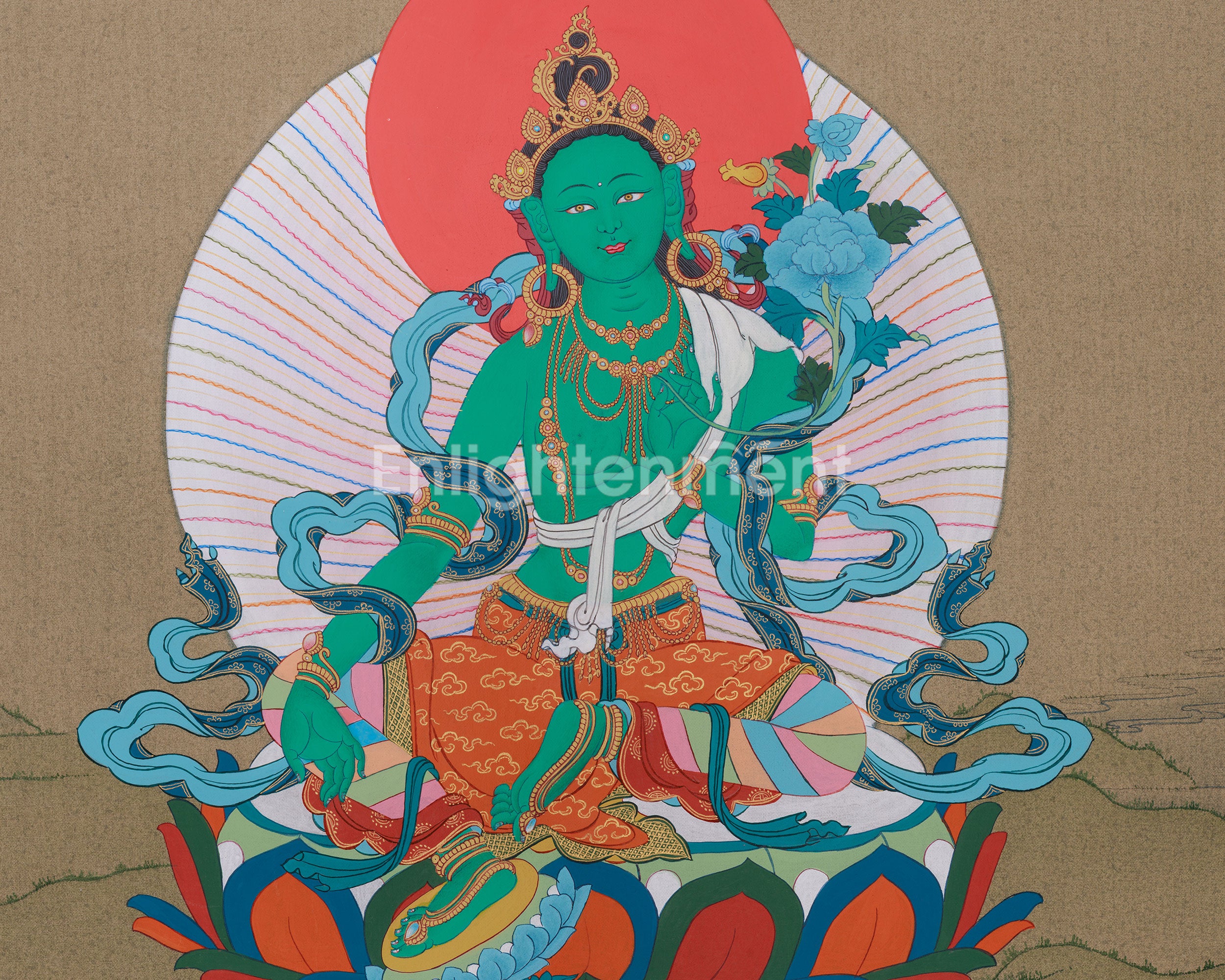 Sacred Shyama Tara Artwork | Beautiful Bodhisattva Green Tara