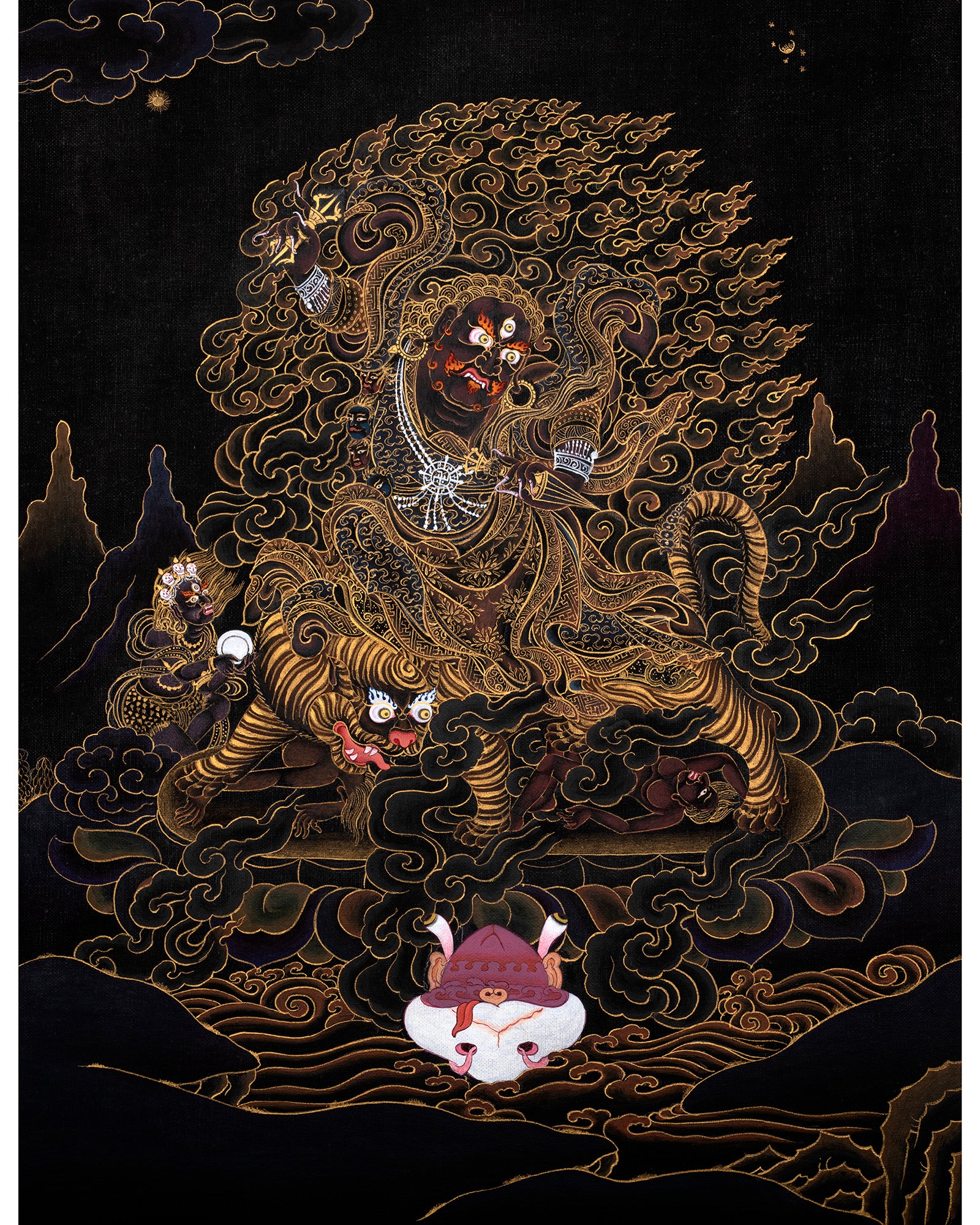 Dorje Drollo Thangka | Black And Gold Thanka | Tibetan Buddhist Deity