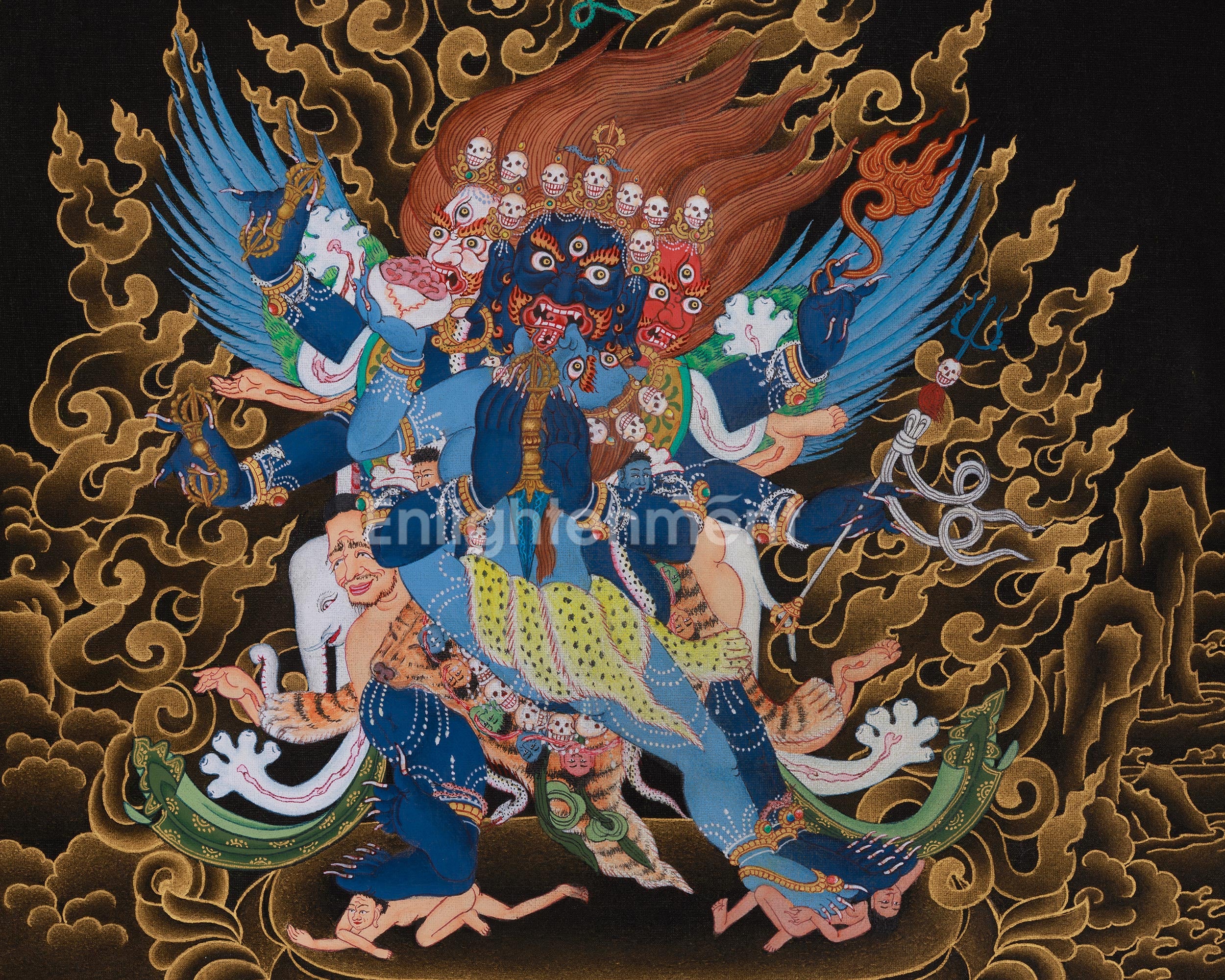 Wrathful Deity Vajrakilaya Thangka | Tibetan Tantric Deity | Fierce Compassion