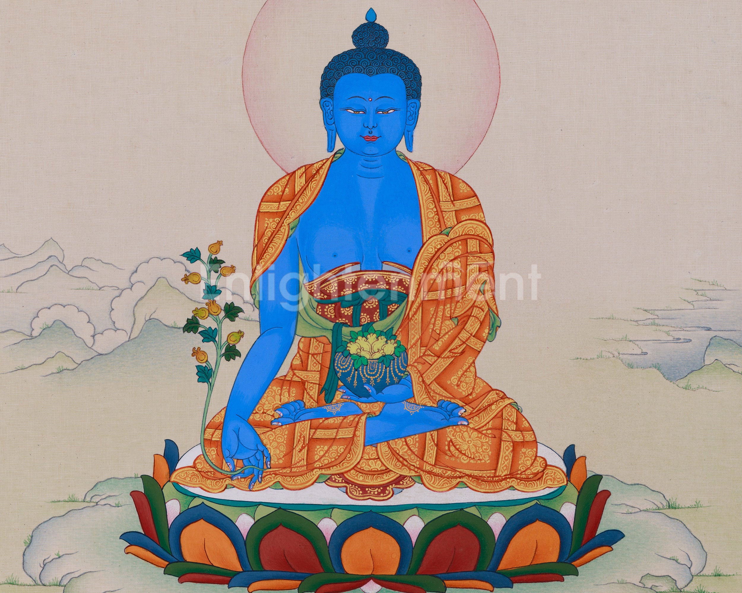 Medicine Buddha, Buddha of Health Thangka | Embodying Healing and Wellness