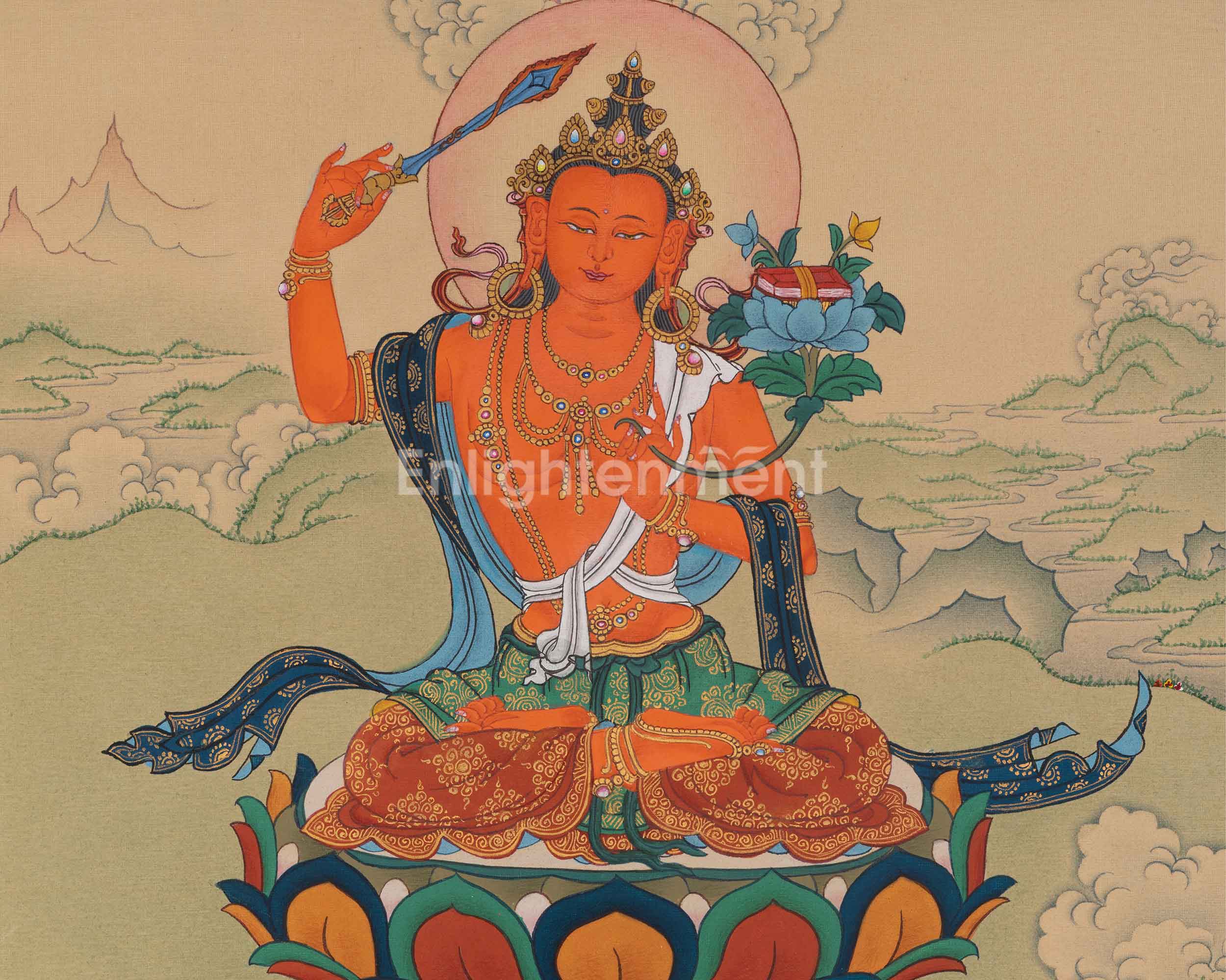 Manjushri Spiritual Art | Bodhisattva of Wisdom | Flaming Sword