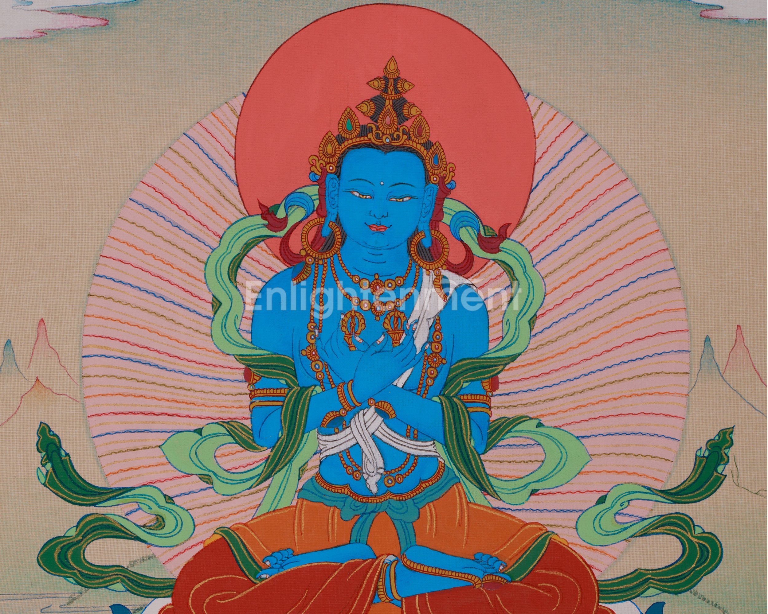 Vajradhara Buddha Art | Tibetan Thangka of Primordial Buddha