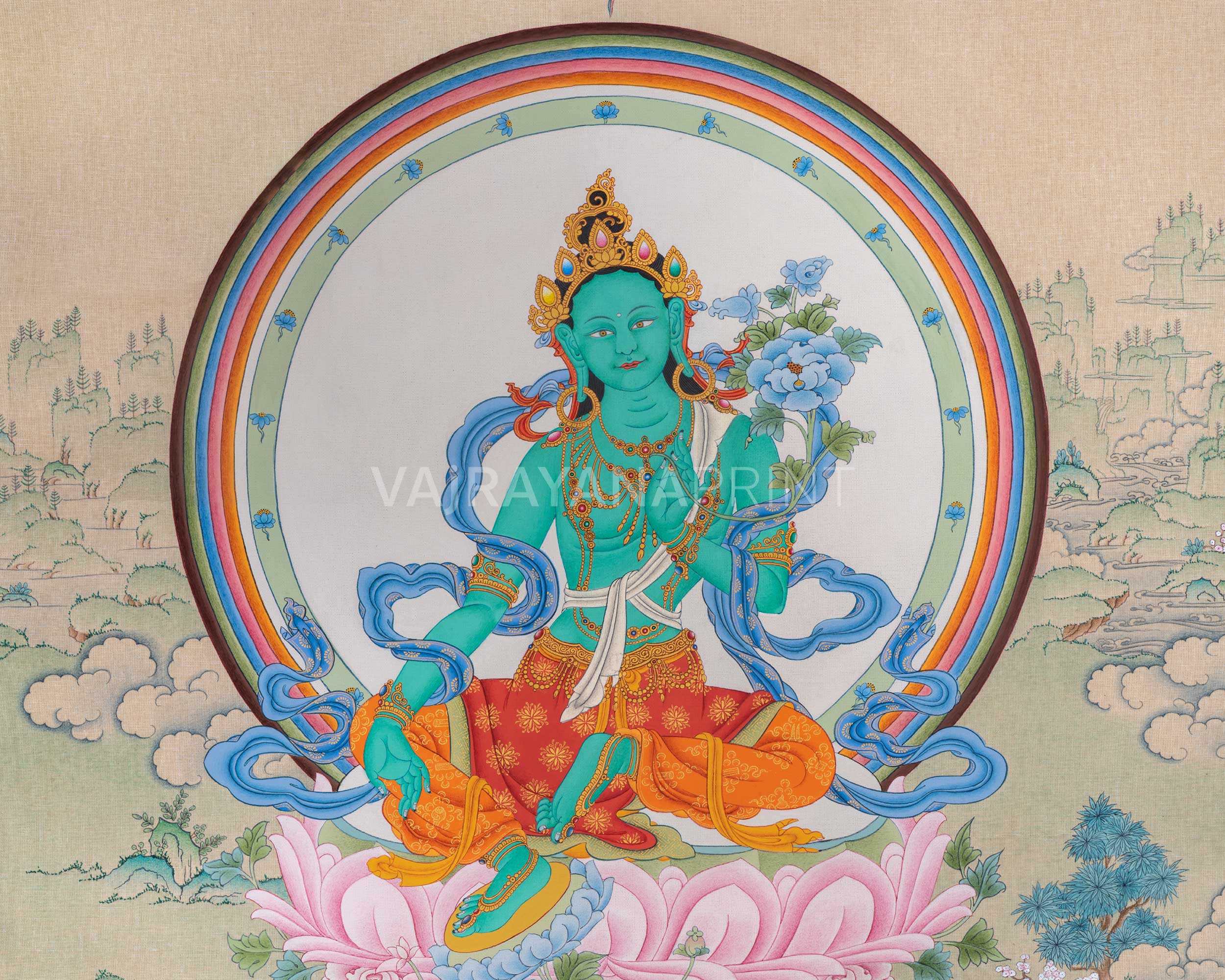 Arya Tara Digital Print | Mother Green Tara Artwork | Buddhist Gift Ideas